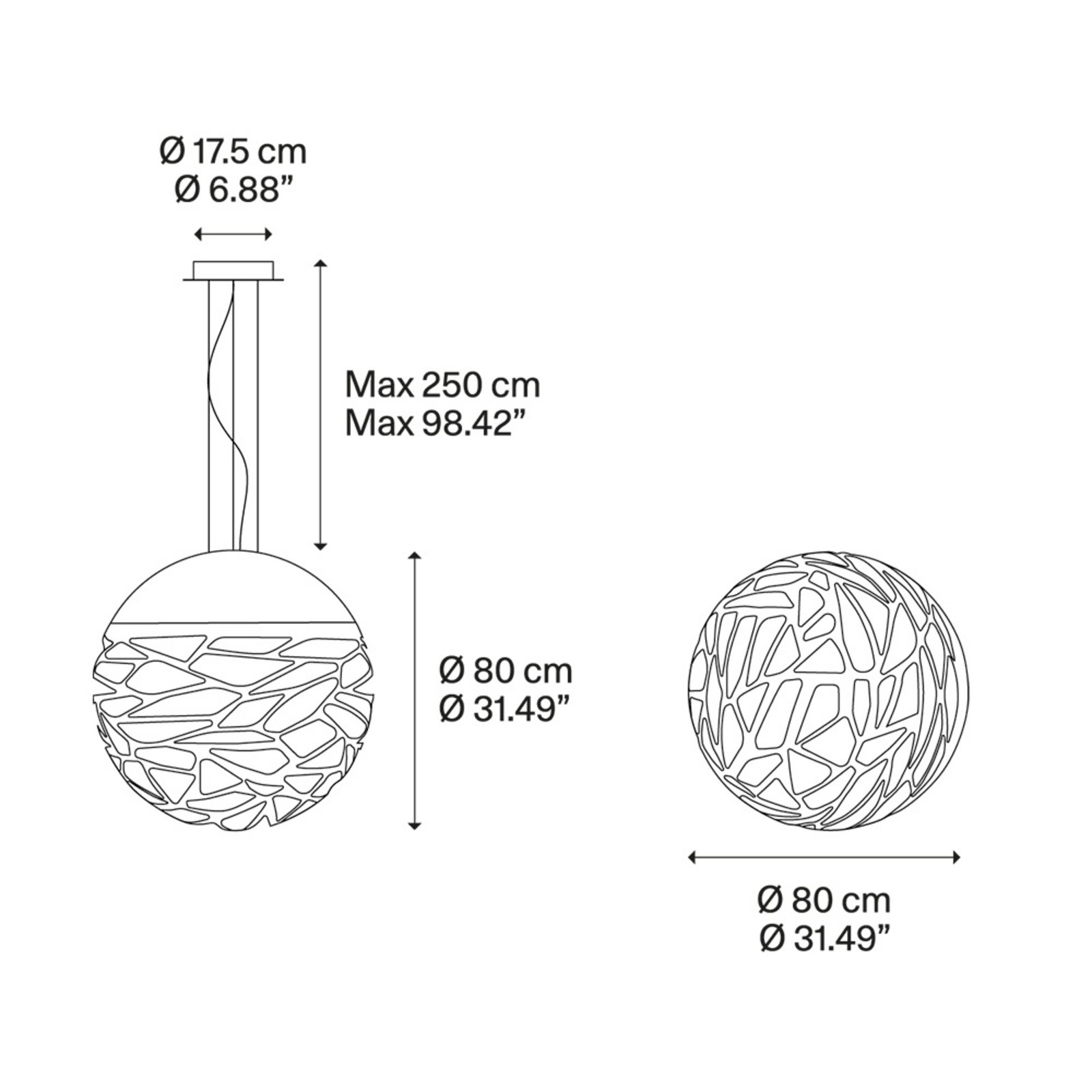 Kelly SO4 Large Sphere Visilica Bakar/Bronca - Lodes