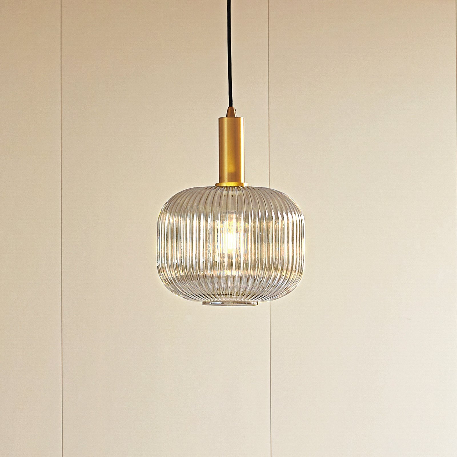 Lindby Doroteo hanglamp, 1-lamp, grijs, glas