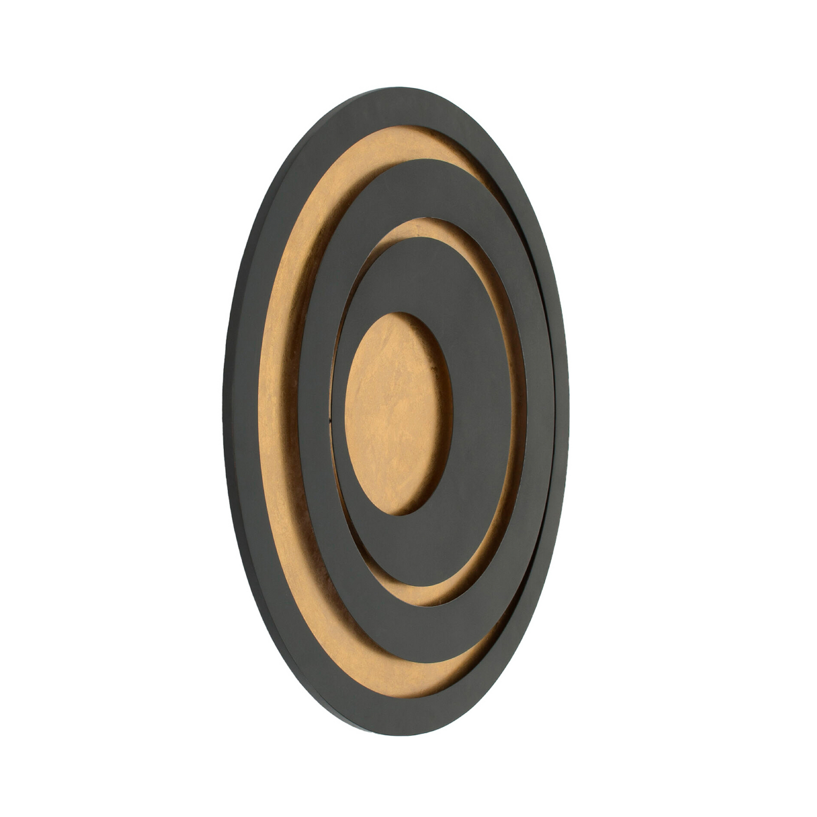 LED-Wandleuchte SOLVANE, schwarz/gold, Ø 80 cm, Metall, dim