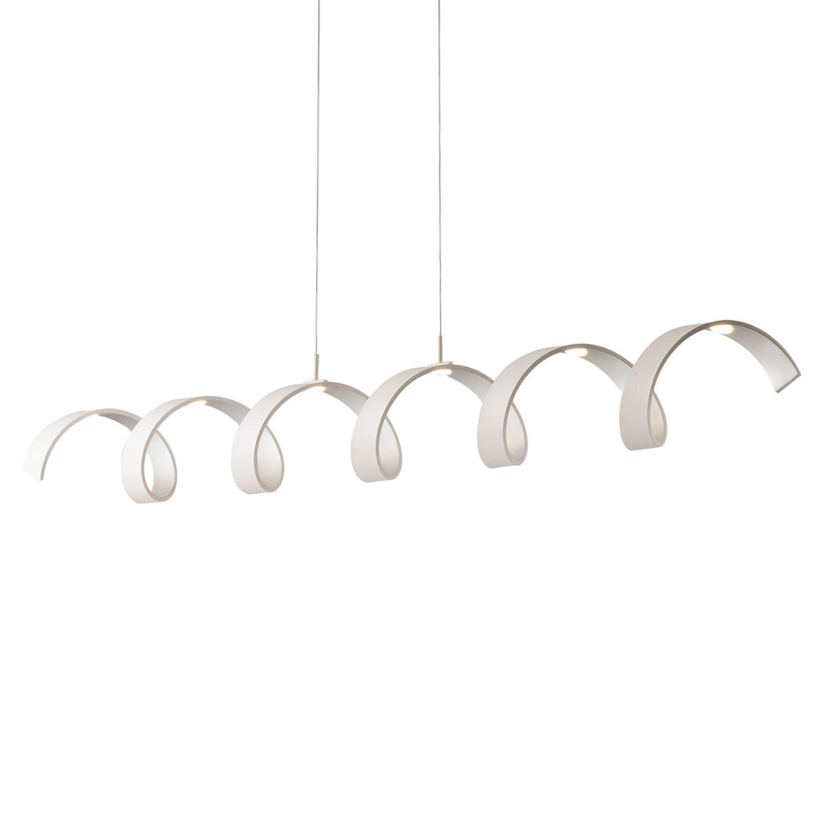 Helix LED-hængelampe, hvid, sølv, længde 125 cm