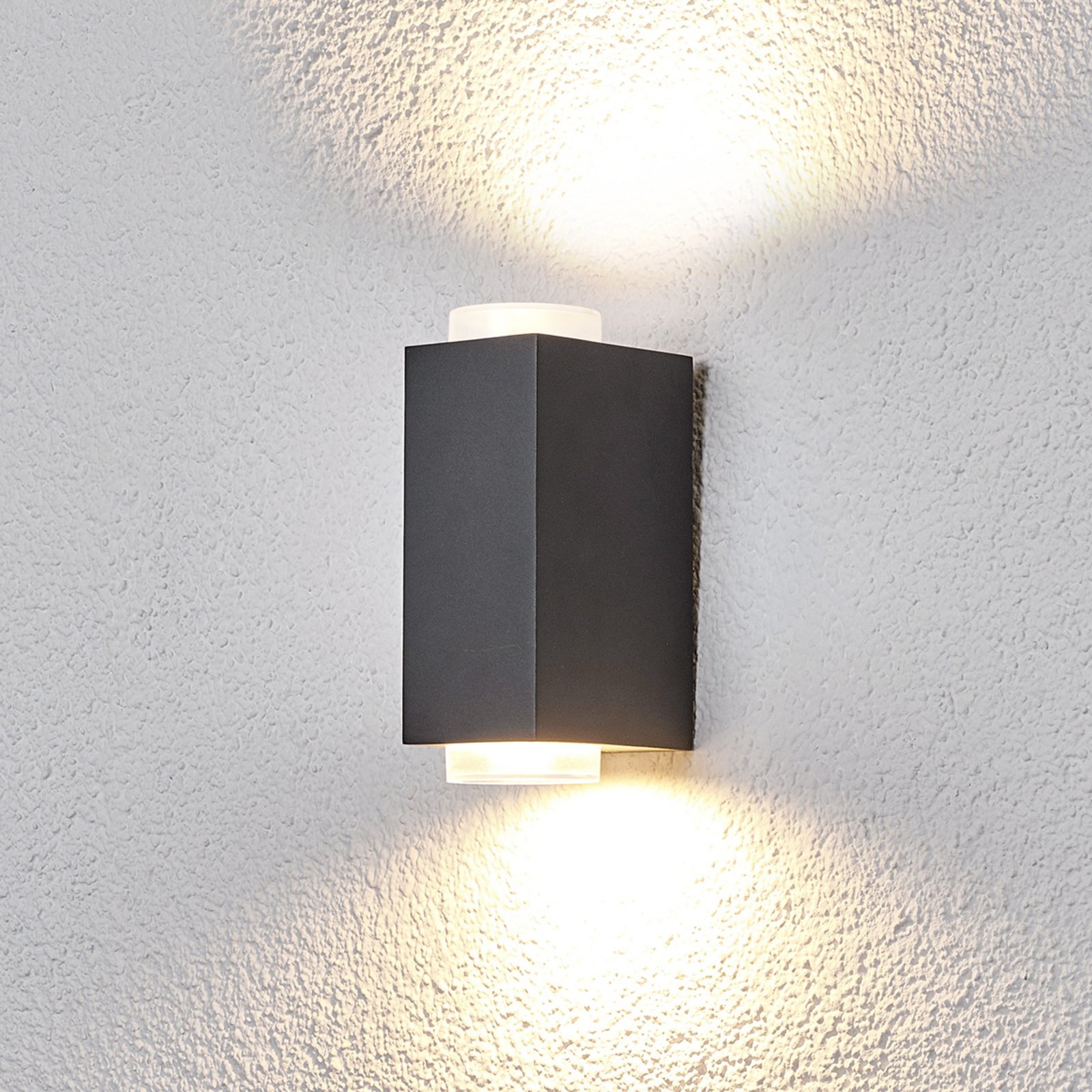 Σκούρο γκρι εξωτερικό φωτιστικό τοίχου Jovan, 2-light