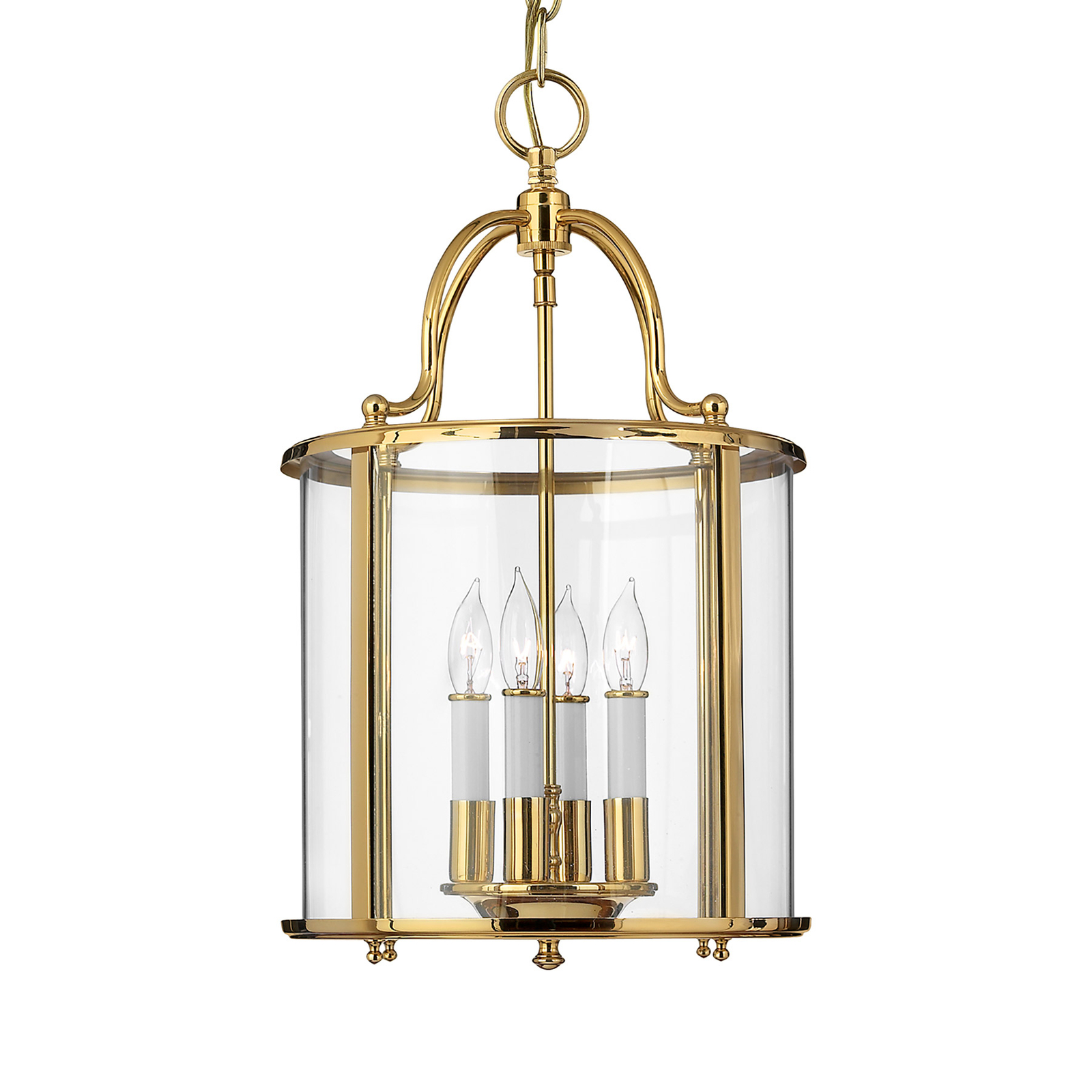 Gentry pendant light, 4xE14, polished brass/clear