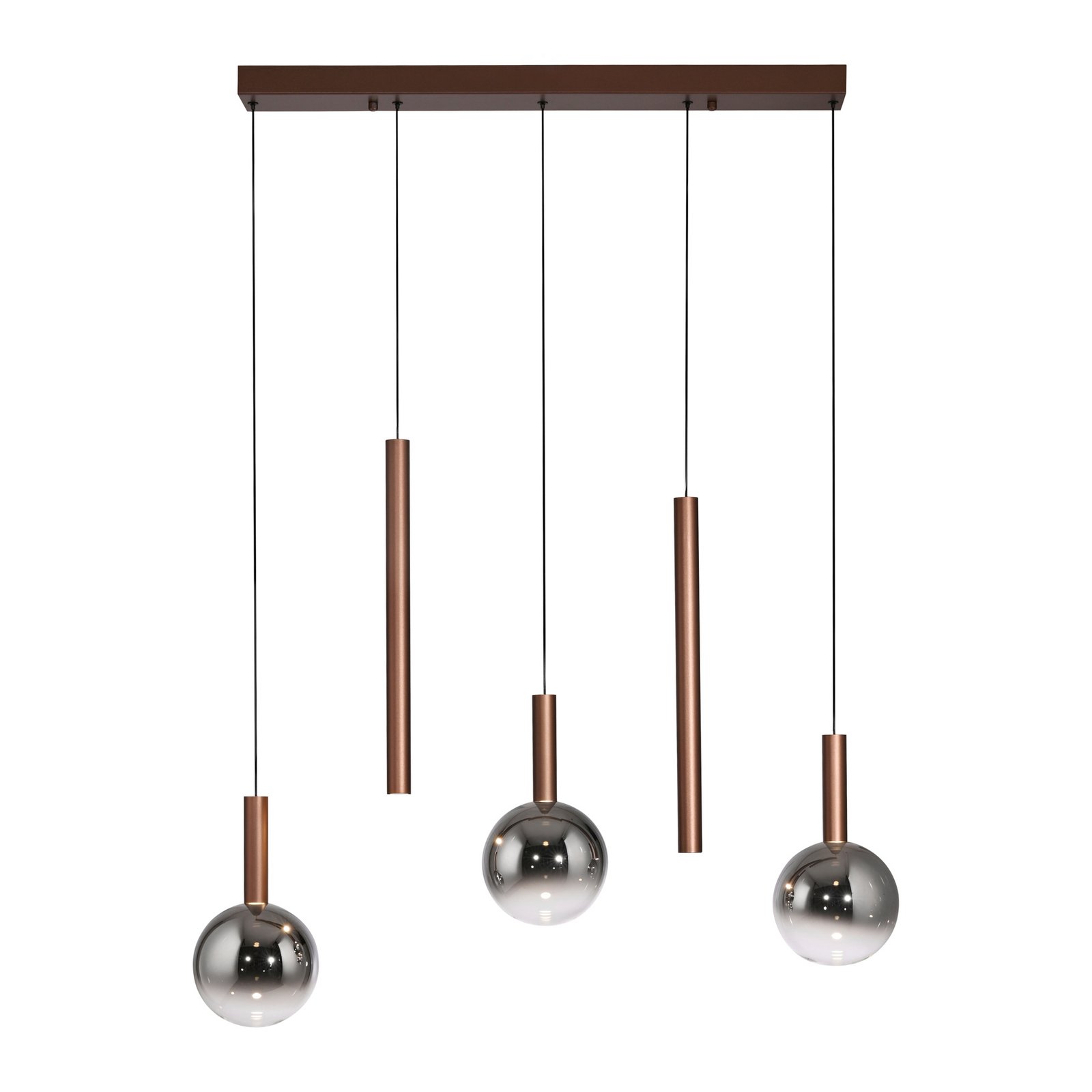 Paul Neuhaus LED závěsné světlo Bowl, délka 100 cm, hnědá/šedá
