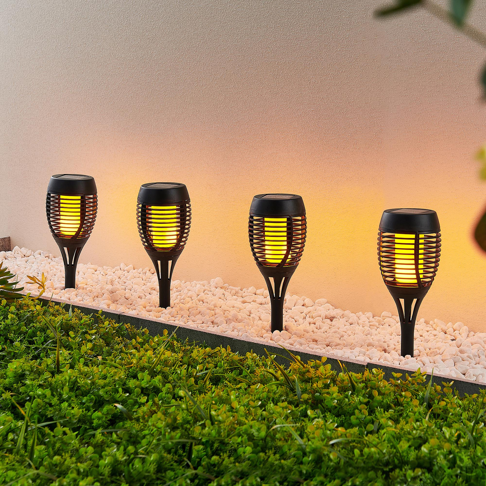 Lindby sanja solarfackel 4er pincho de tierra exterior lámpara antorcha de jardín