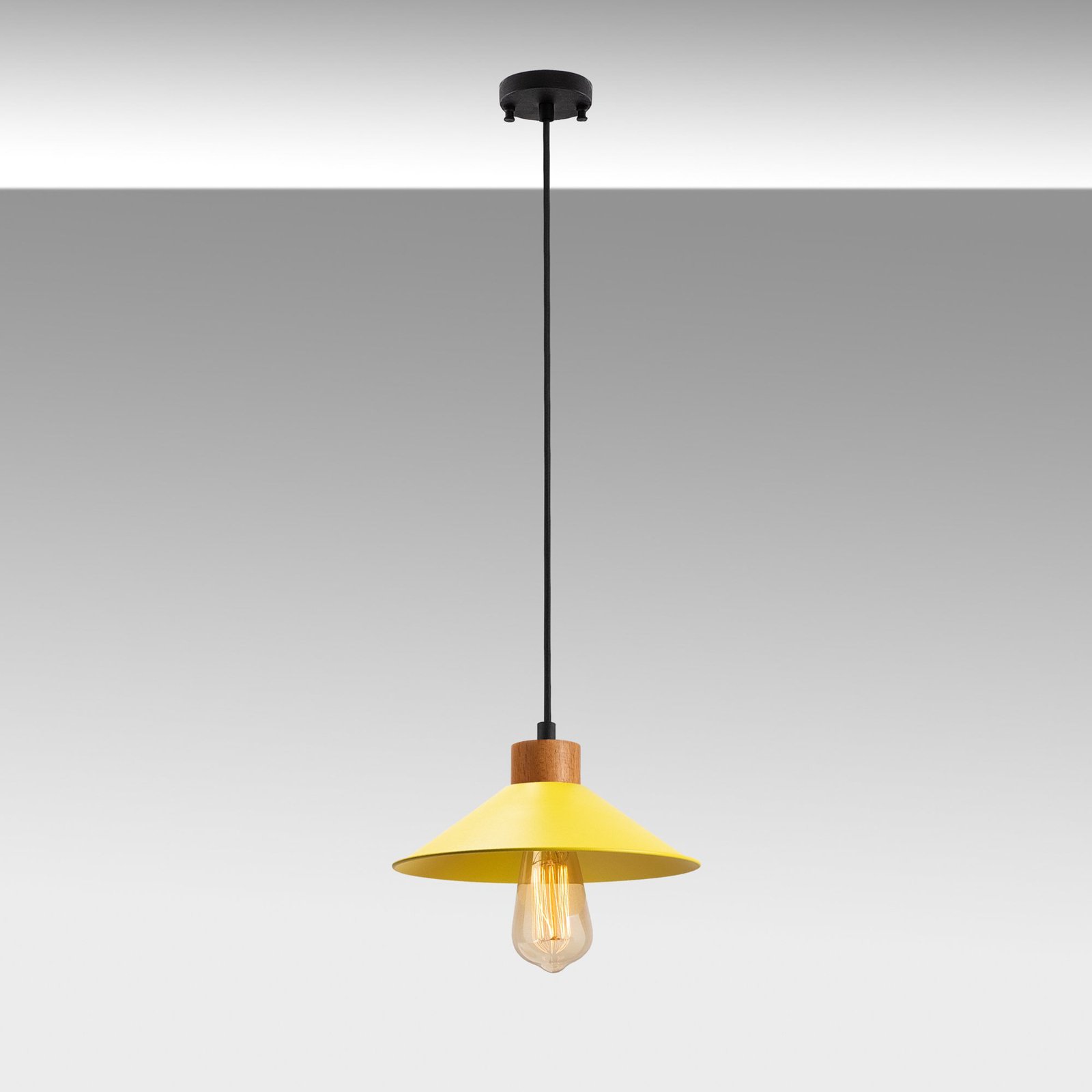 GMN-00004 pendant light 1-bulb wood yellow