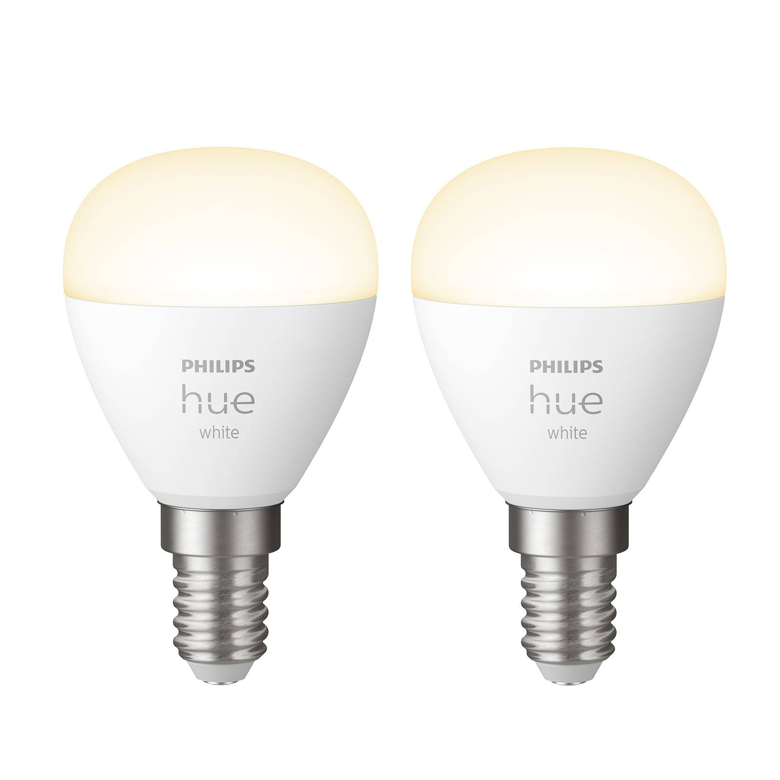 Philips Hue White golf ball LED bulb 2 x E14, 5.7W Lights.co.uk