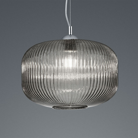 Pendelleuchte Kilian mit Glasschirm, rauchgrau