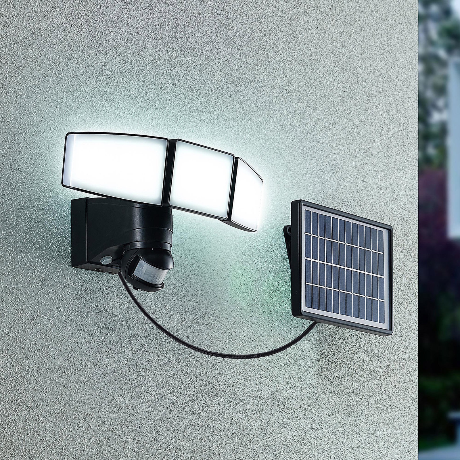 Prios Kalvito solar wall spot, sensor, 3-bulb