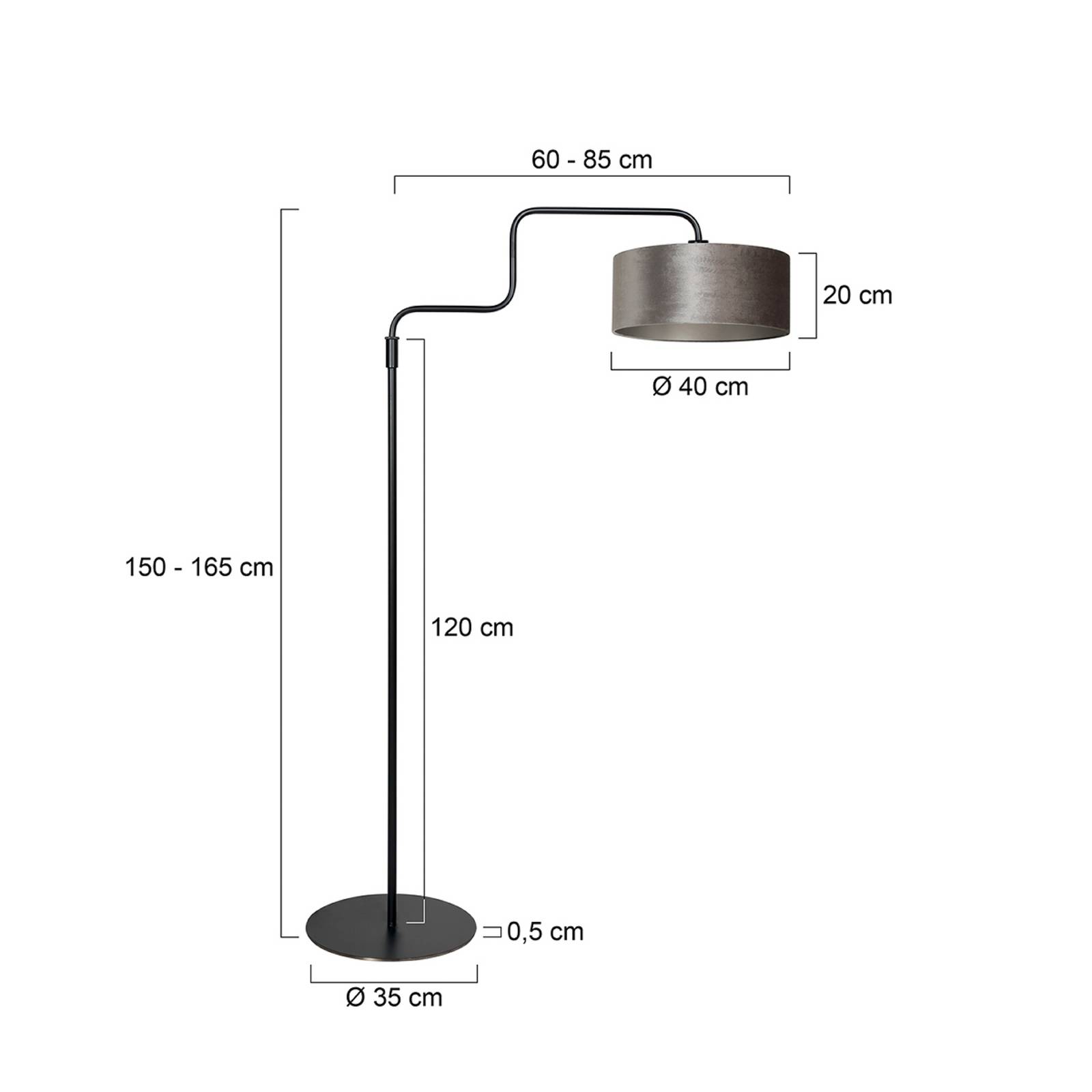 Steinhauer Stojací lampa Bloeba, černá/stříbrná, výška 165 cm, velur
