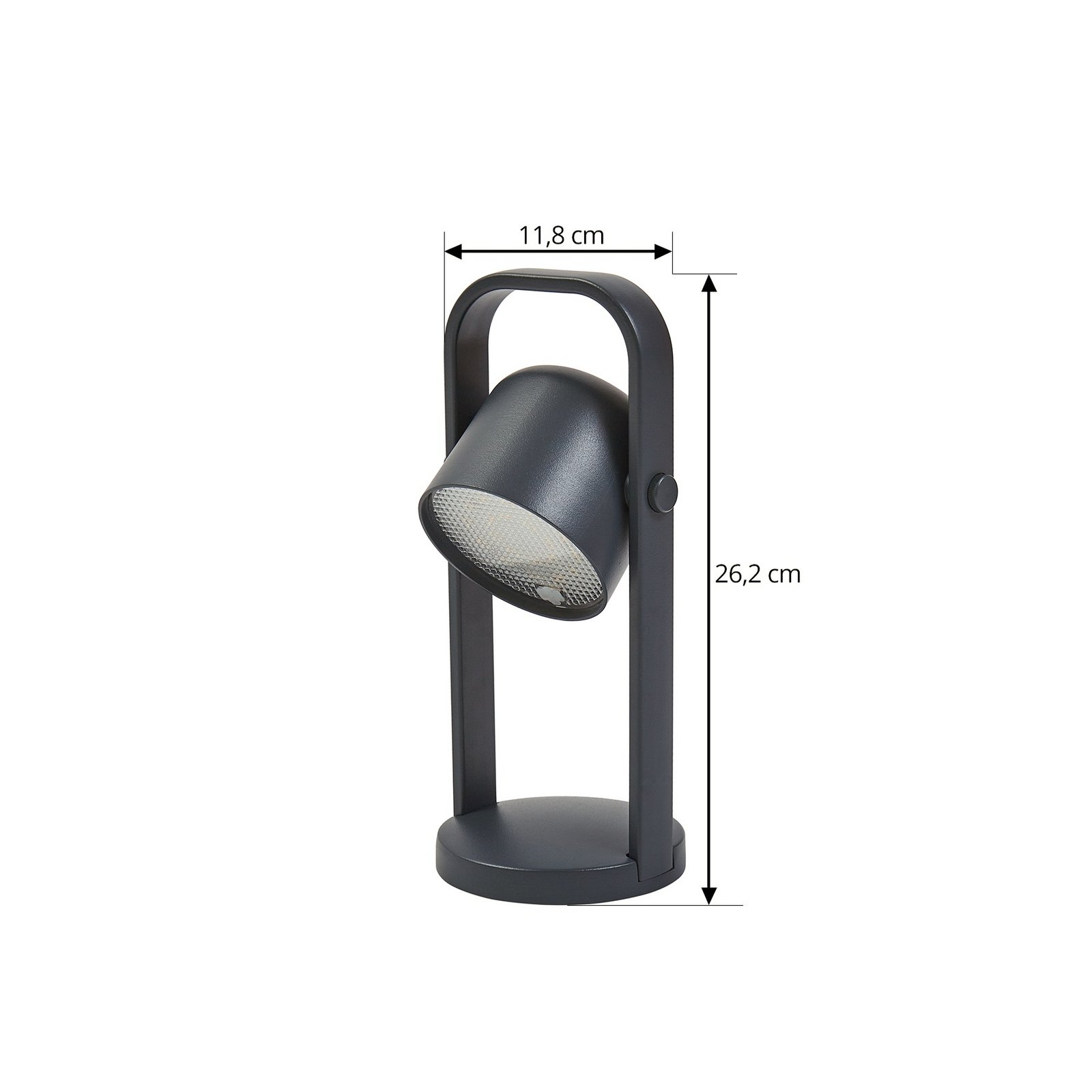 Lindby LED baterijska stolna lampa Kalevi, crna, aluminij, CCT