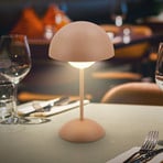 LED-Akku-Tischleuchte Kugle, braun, Metall, IP44, dimmbar