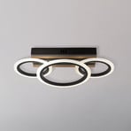 LED lubų lempa „Blevins“ 3-flg. juoda/medžio imitacija, ilgis 46 cm