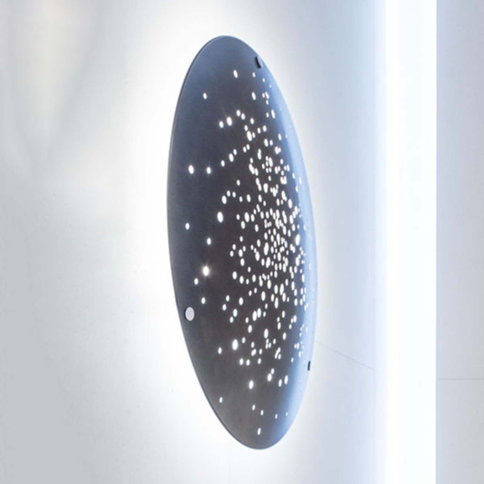 "Fabbian Lens" LED sieninis šviestuvas Ø 60 cm blizgus