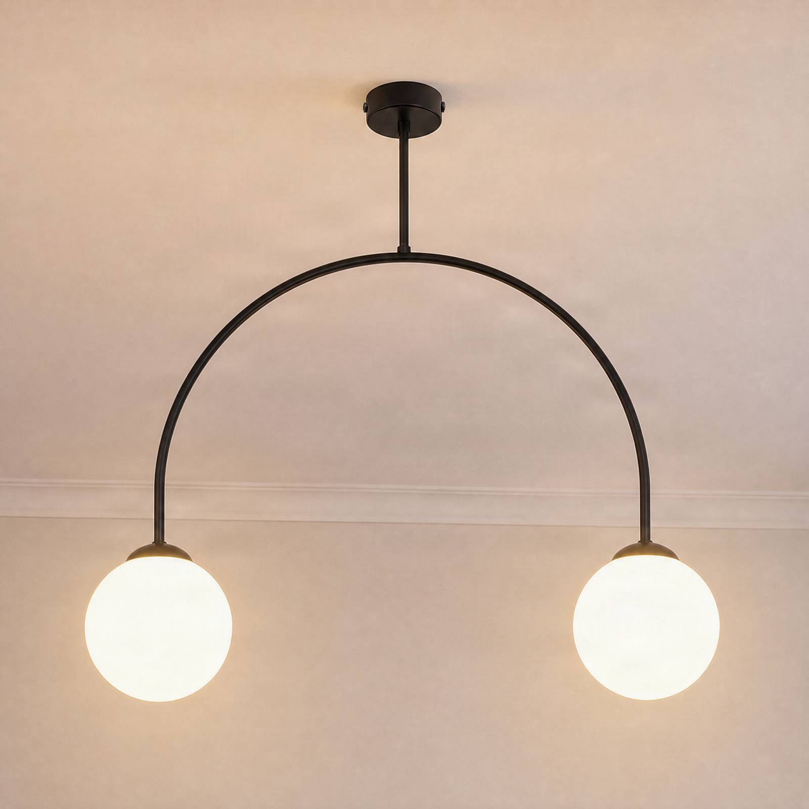 Lampa sufitowa Archie, czarna, długość 68 cm, metalowa, 2-punktowa