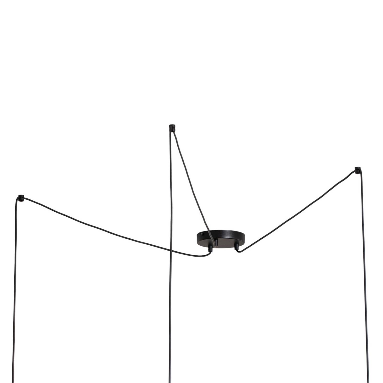 Lampa wisząca Origo, opal/czarny, zdecentralizowana, szkło, 3-punktowa.