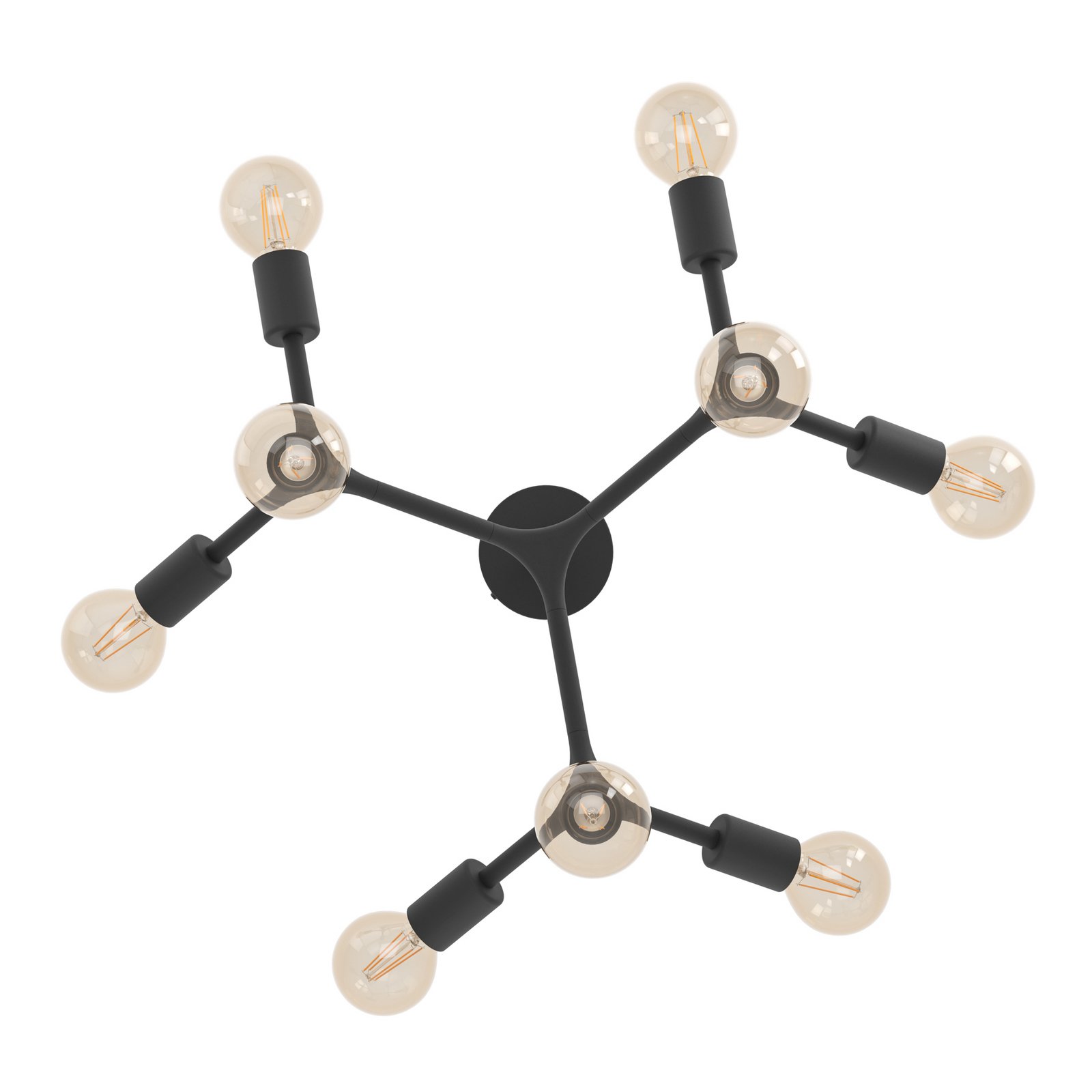 Plafondlamp Bocadella 1 in zwart, 9-lamps