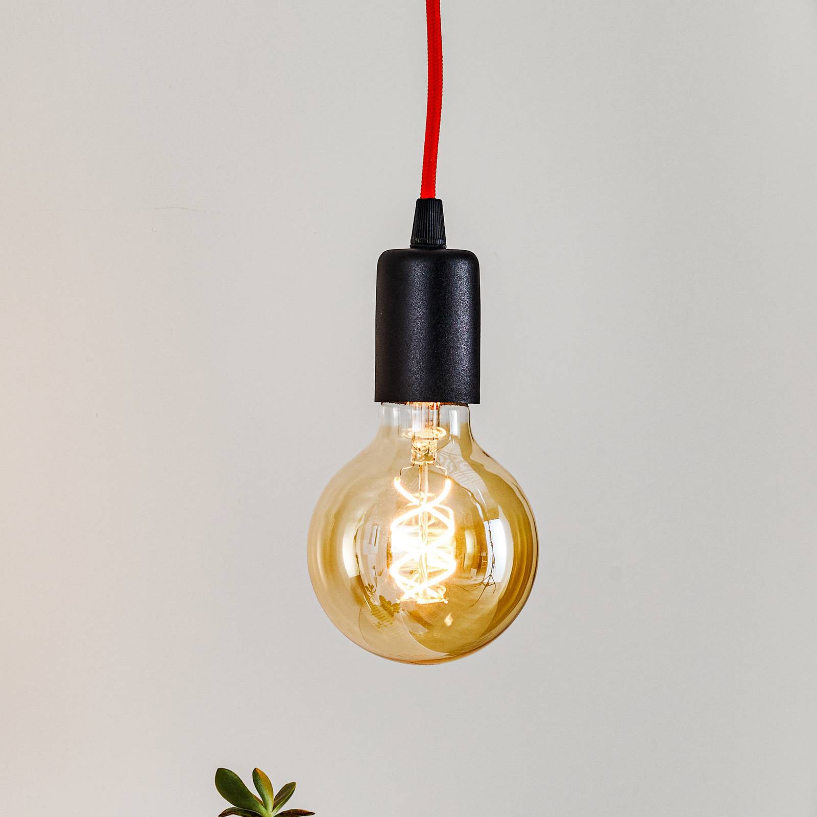 Simple függő lámpa, fekete, narancssárga kábel