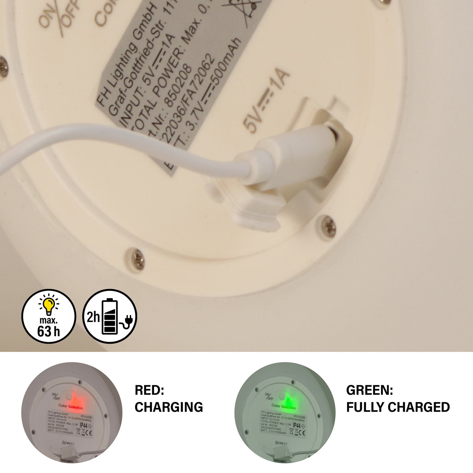 Solar-LED-Akkuleuchte Busso weiß, Dämmerungssensor