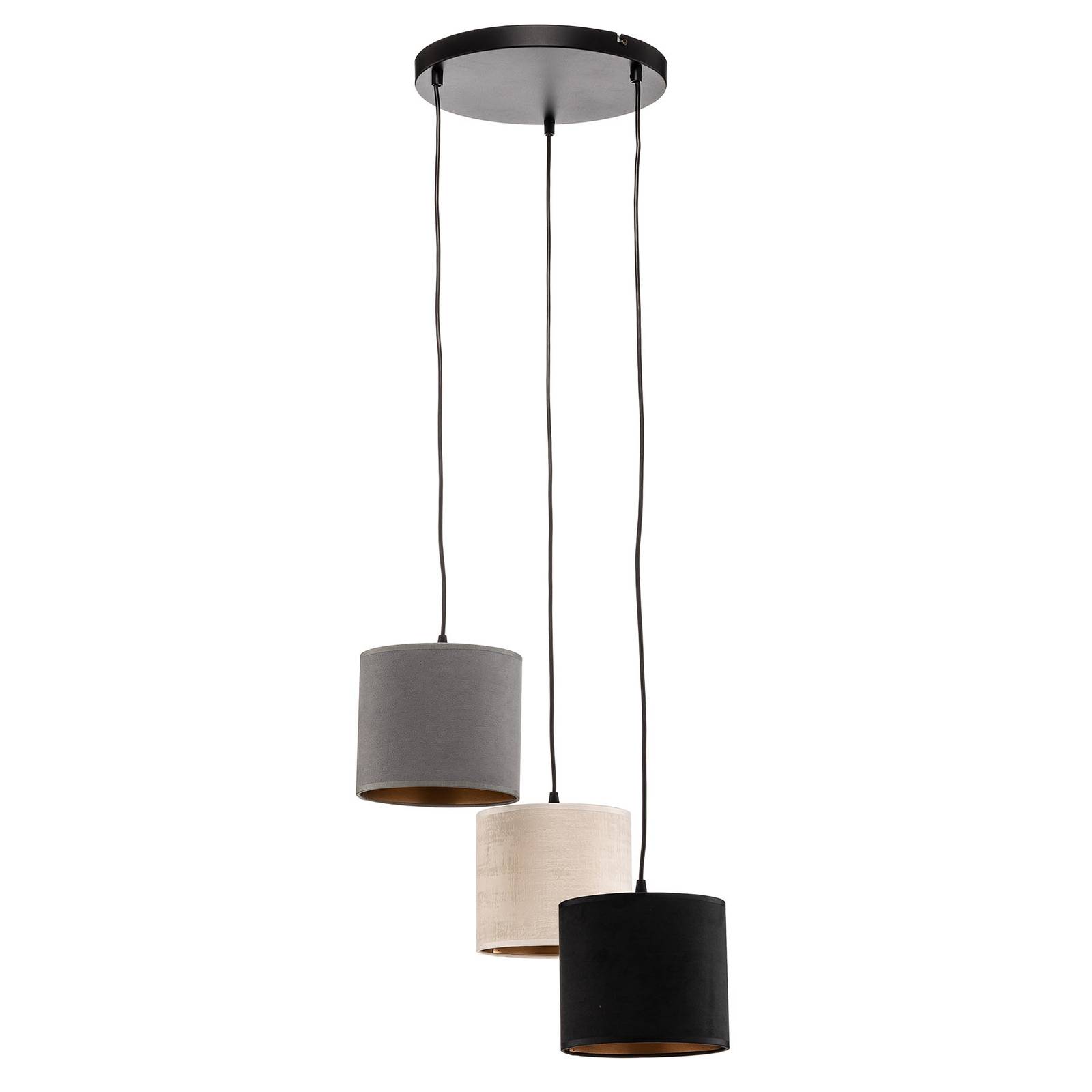 Suspension Jari x3 ronde noir-blanc-gris