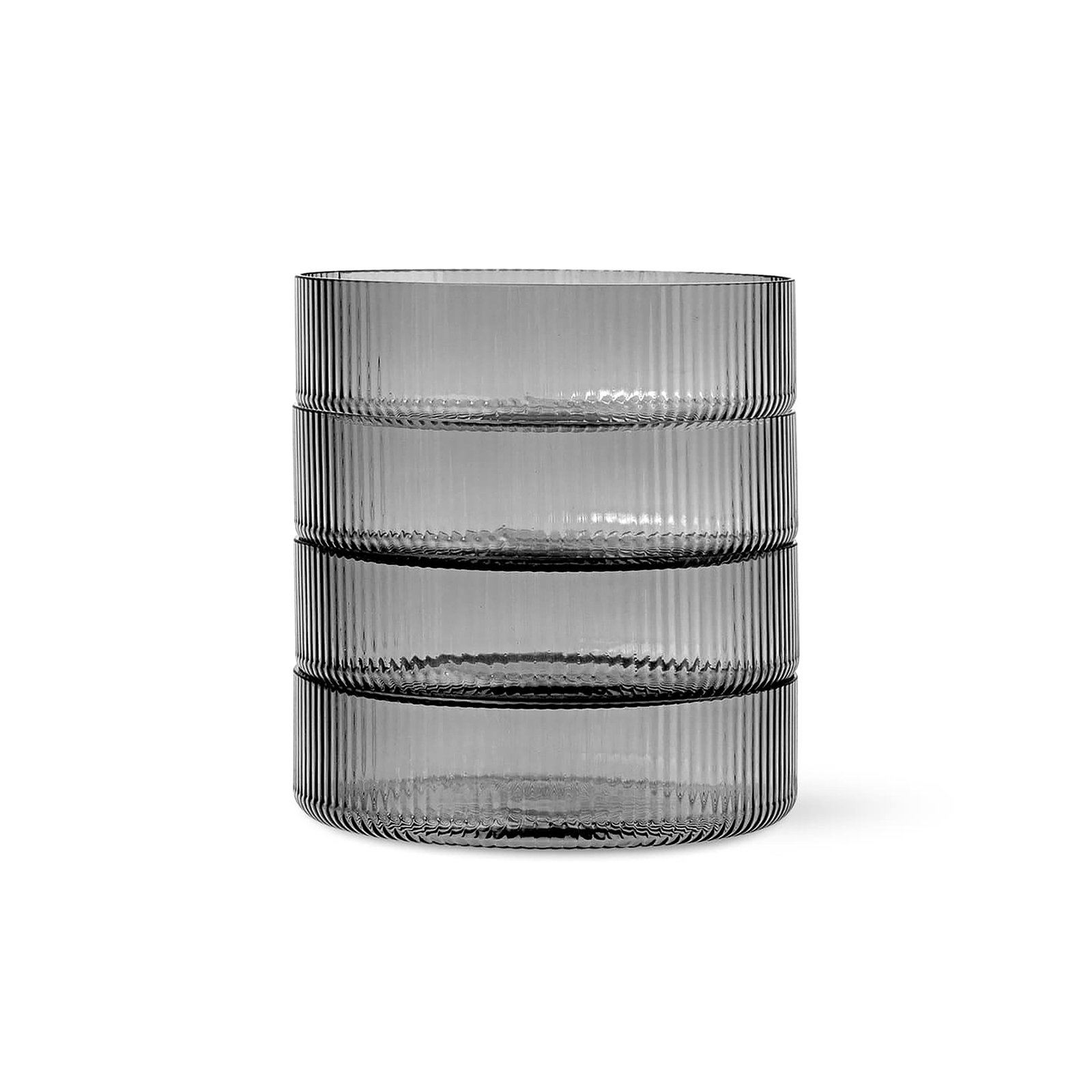 ferm LIVING Ripple serveerschaal, grijs, Ø 12,2 cm, set van 4