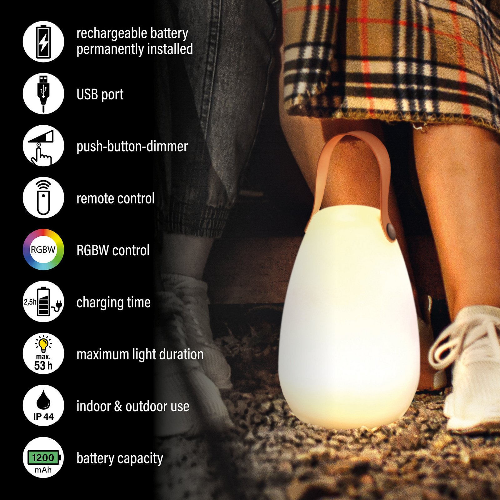 Lampa de masă cu LED și baterie Ruby, Ø 14 cm, albă, IP44, RGB dimabil Lampa de masă cu LED și baterie Ruby, Ø 14 cm, albă, IP44, RGB dimabil