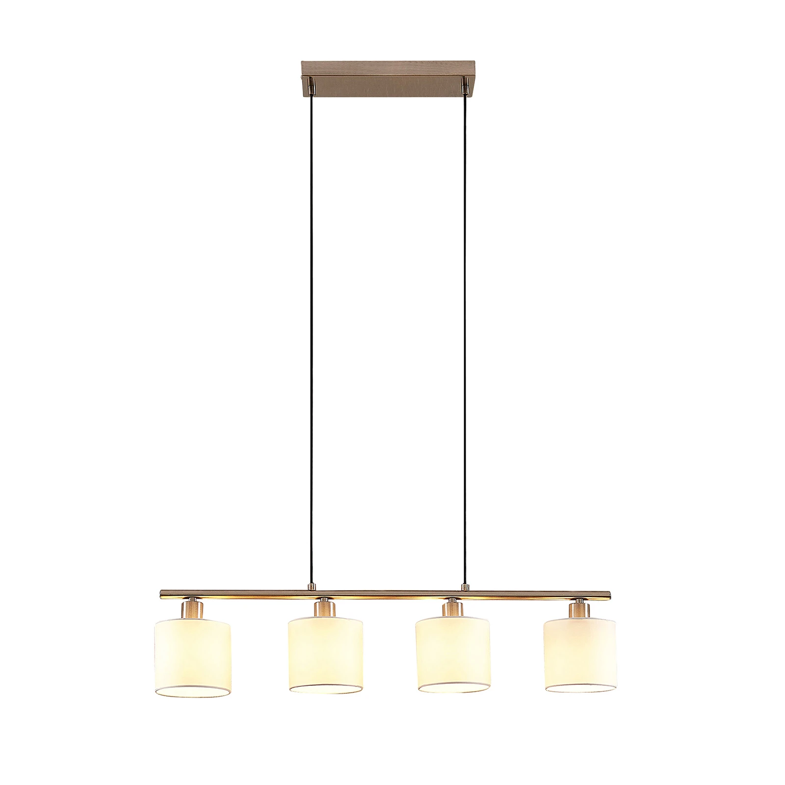 Lindby hængelampe Stannis, 75 cm, hvid, 4 lyskilder, tekstil