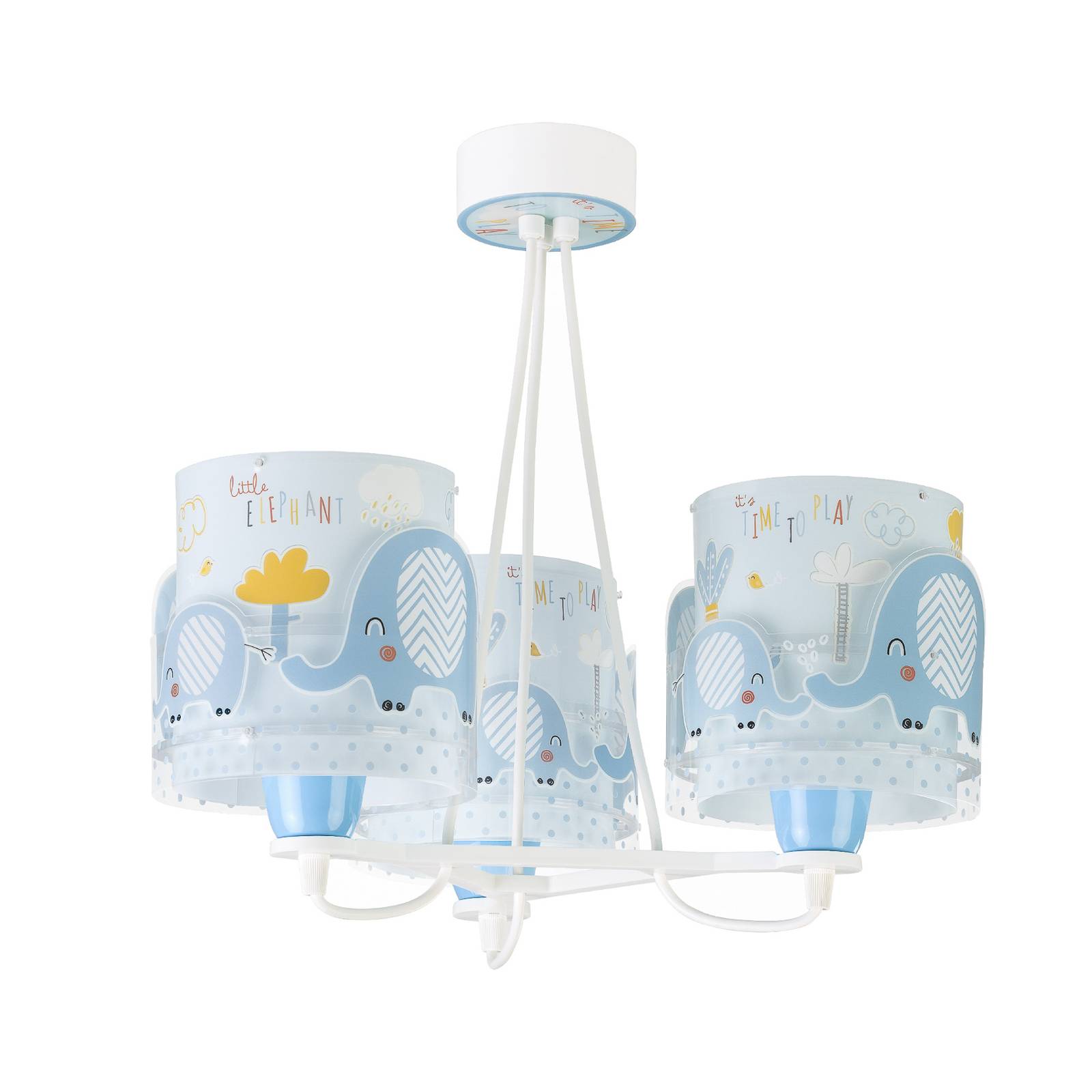 Dalber Little Elephant hanging lamp, 3-bulb, blue, for Children's Room, plastic, E27, 60 W, H: 15 cm