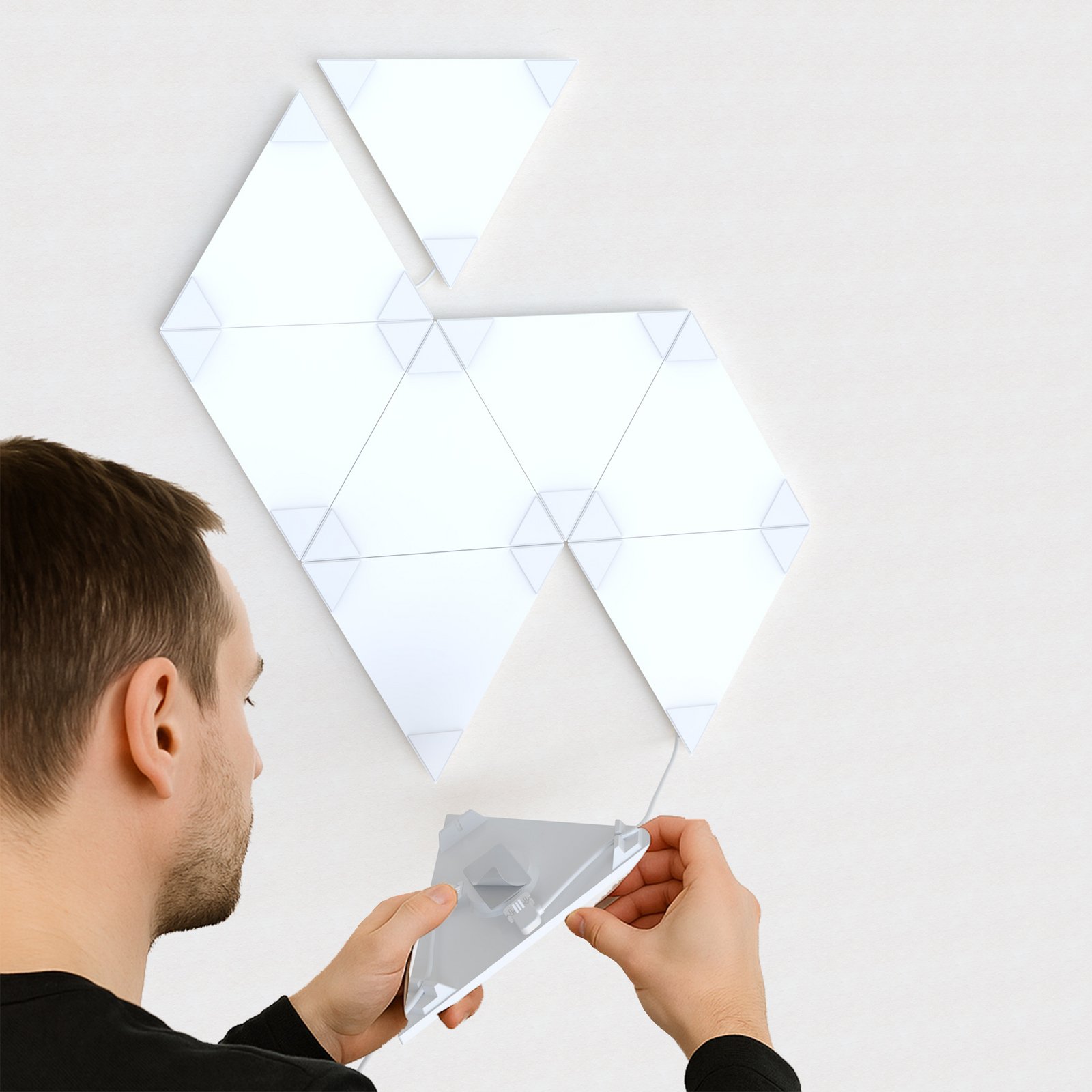 Applique murale LED intelligente Calex TRIANGLES, 9 pièces, RGBW, à intensité Applique murale LED intelligente Calex TRIANGLES, 9 pièces, RGBW, à intensité