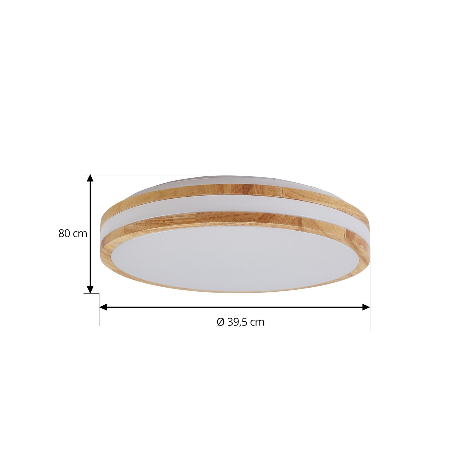 Lindby LED ceiling lamp Emiva, Ø 39.5 cm, CCT, wood