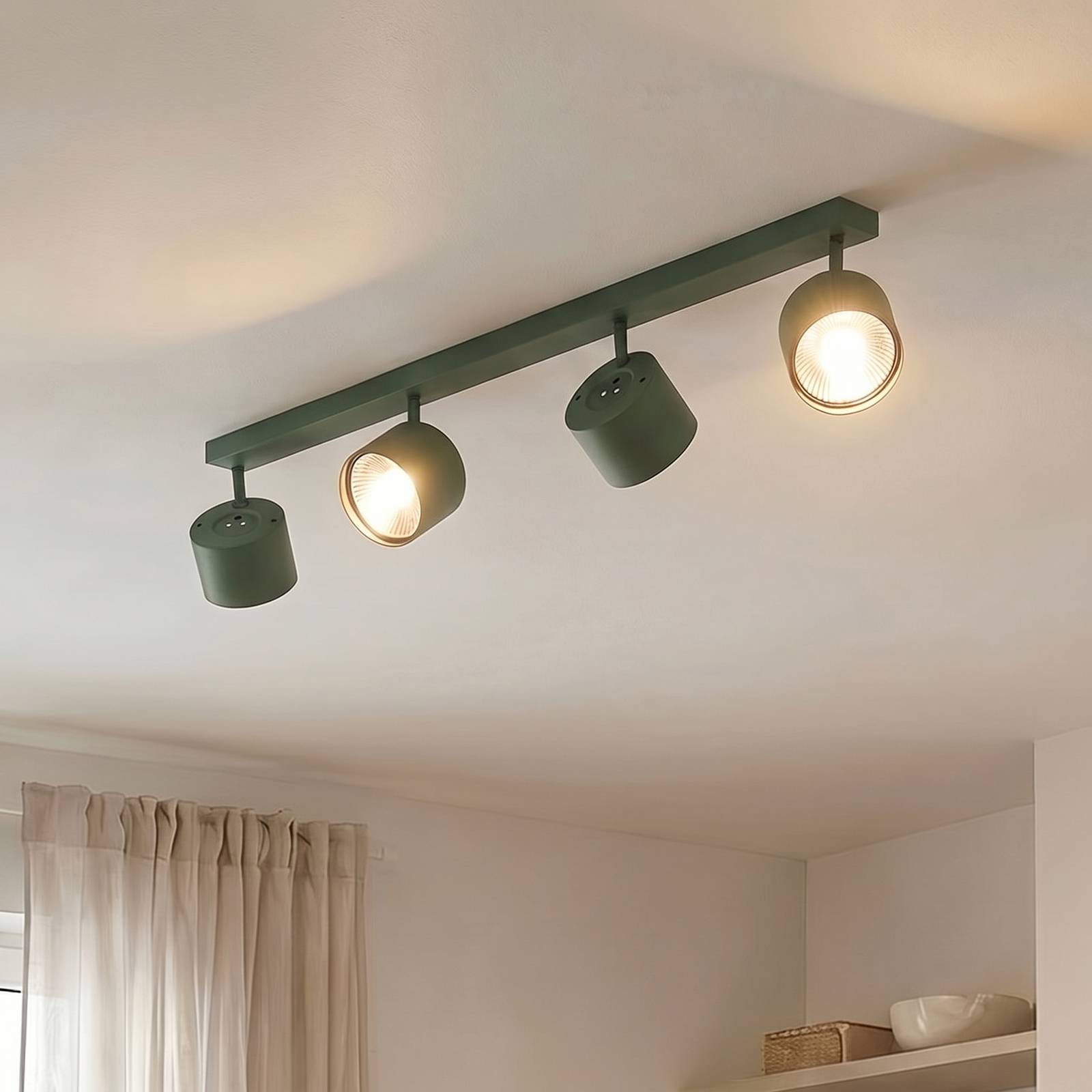 Argon Takspotlight Chloe, grön, 4 lampor, justerbar