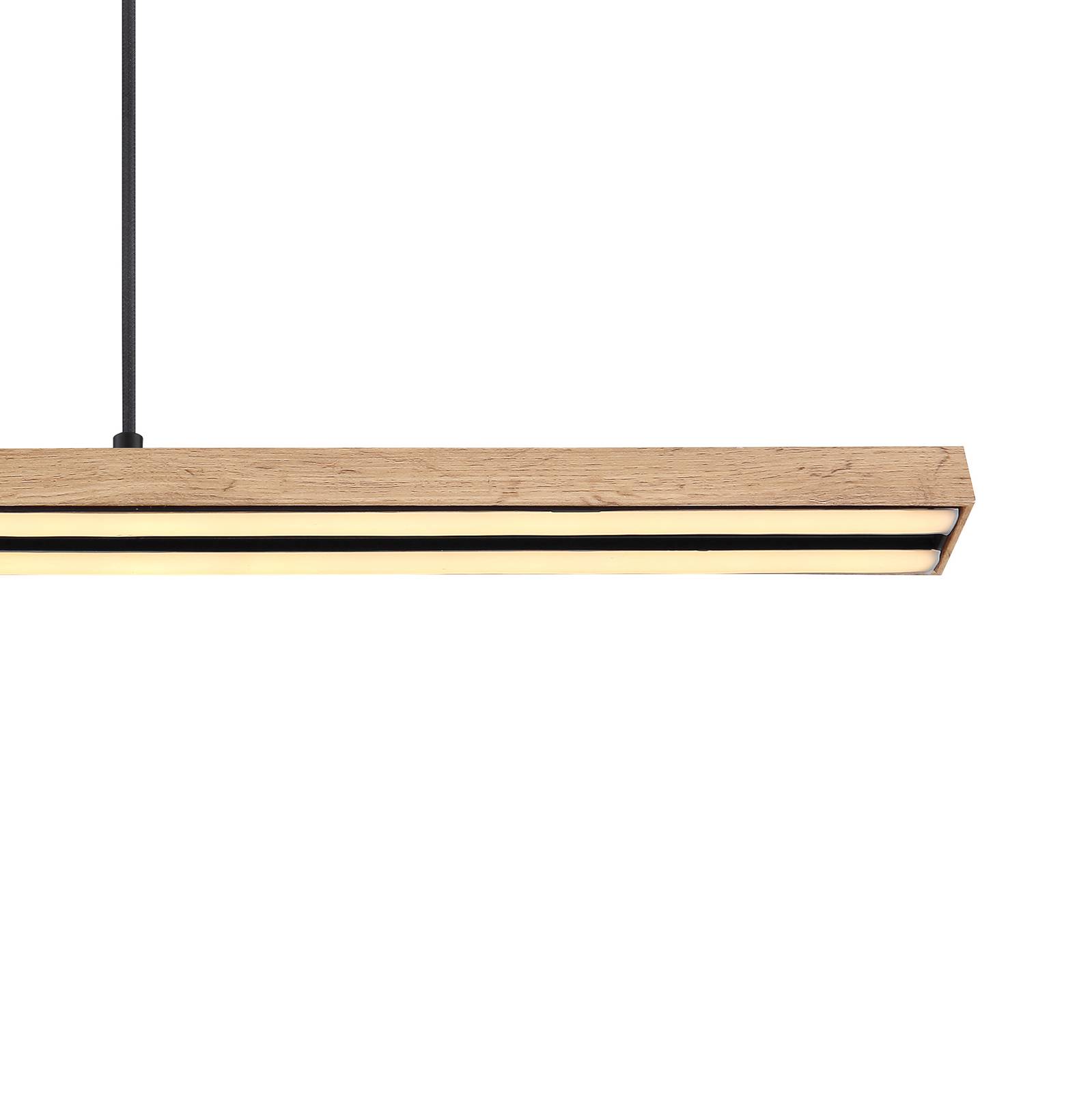 Levně Závěsné svítidlo Doro LED, délka 101,5 cm, dub, dřevo