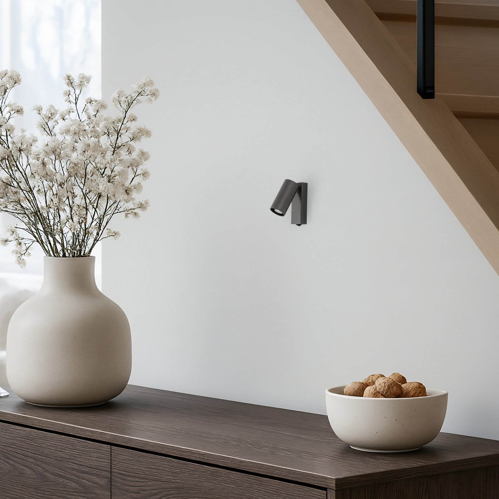 Wall spotlight FOURTY, dark grey, height 17 cm, metal, GU10