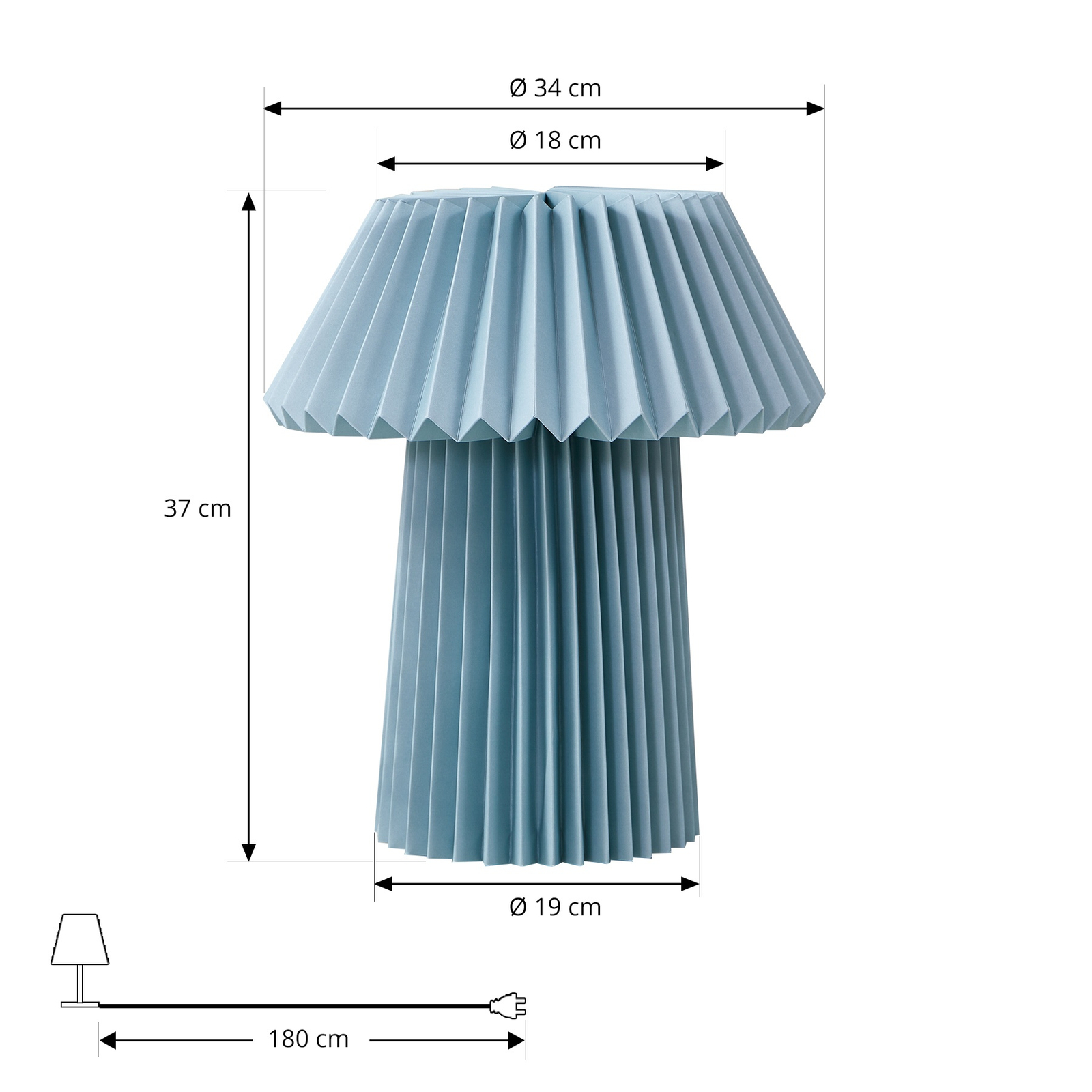 Lindby table lamp Magali, light blue, paper, Ø 34 cm, E14