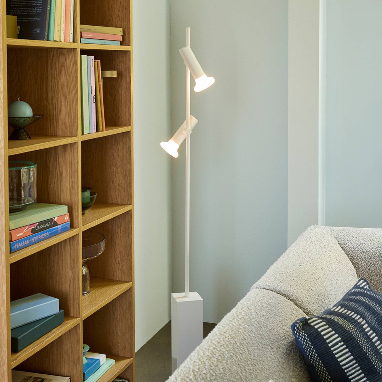 Hübsch Floor Lamp Set, Light Grey, Height 160 Cm, Iron/Glass, 2-Bulb