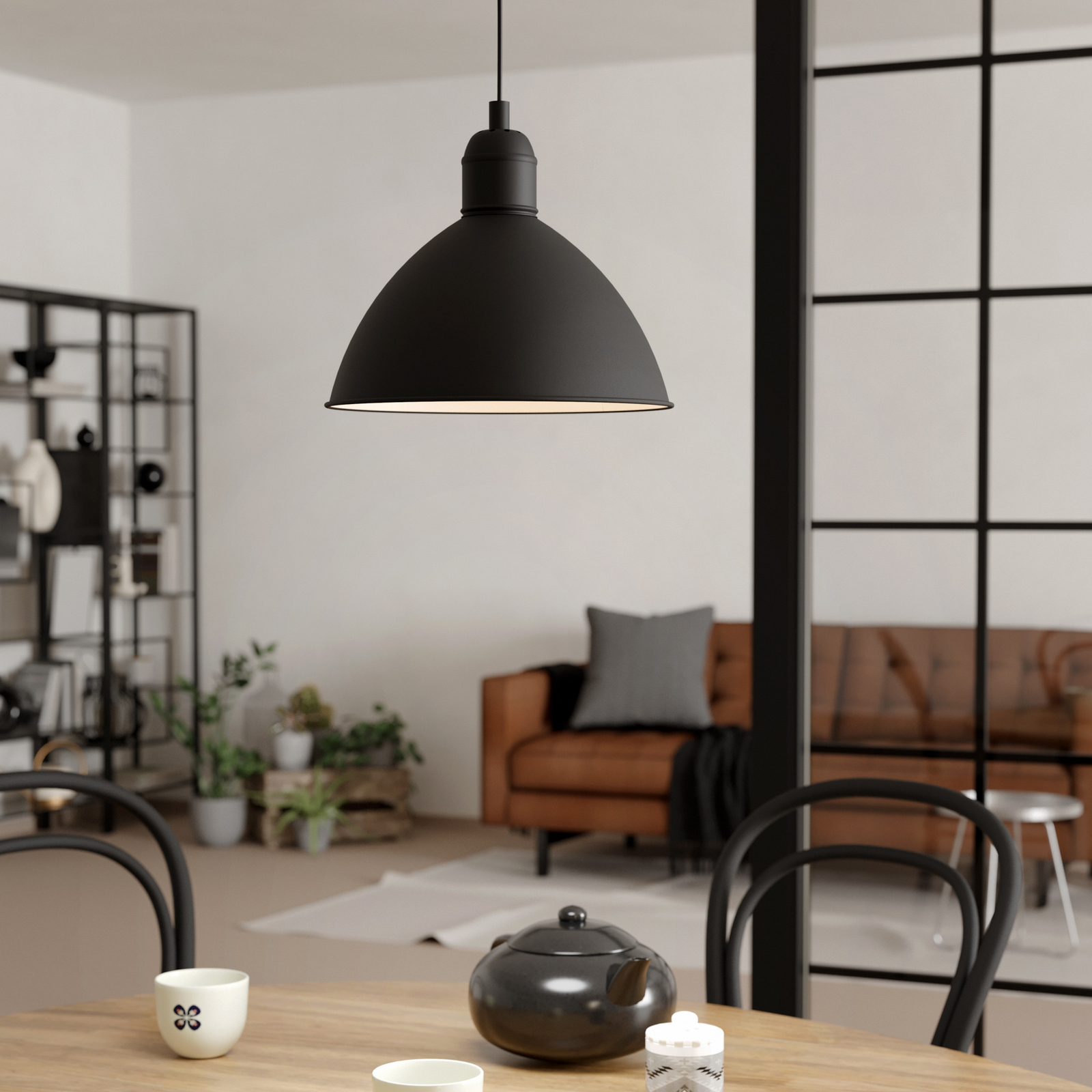 Vintage κρεμαστό φωτιστικό Priddy, μονόφωτο, μαύρο