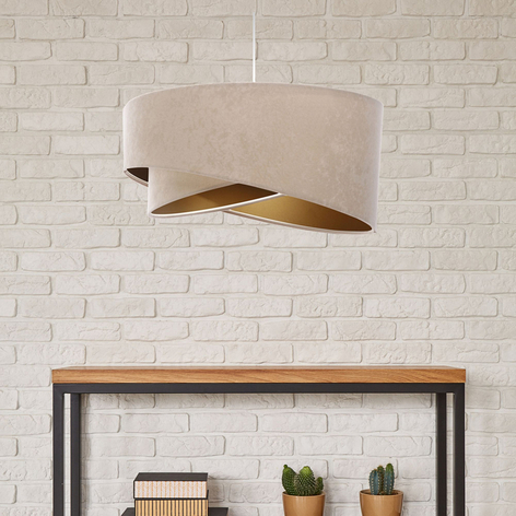 Hängeleuchte Vivien, zweifarbig, creme/gold