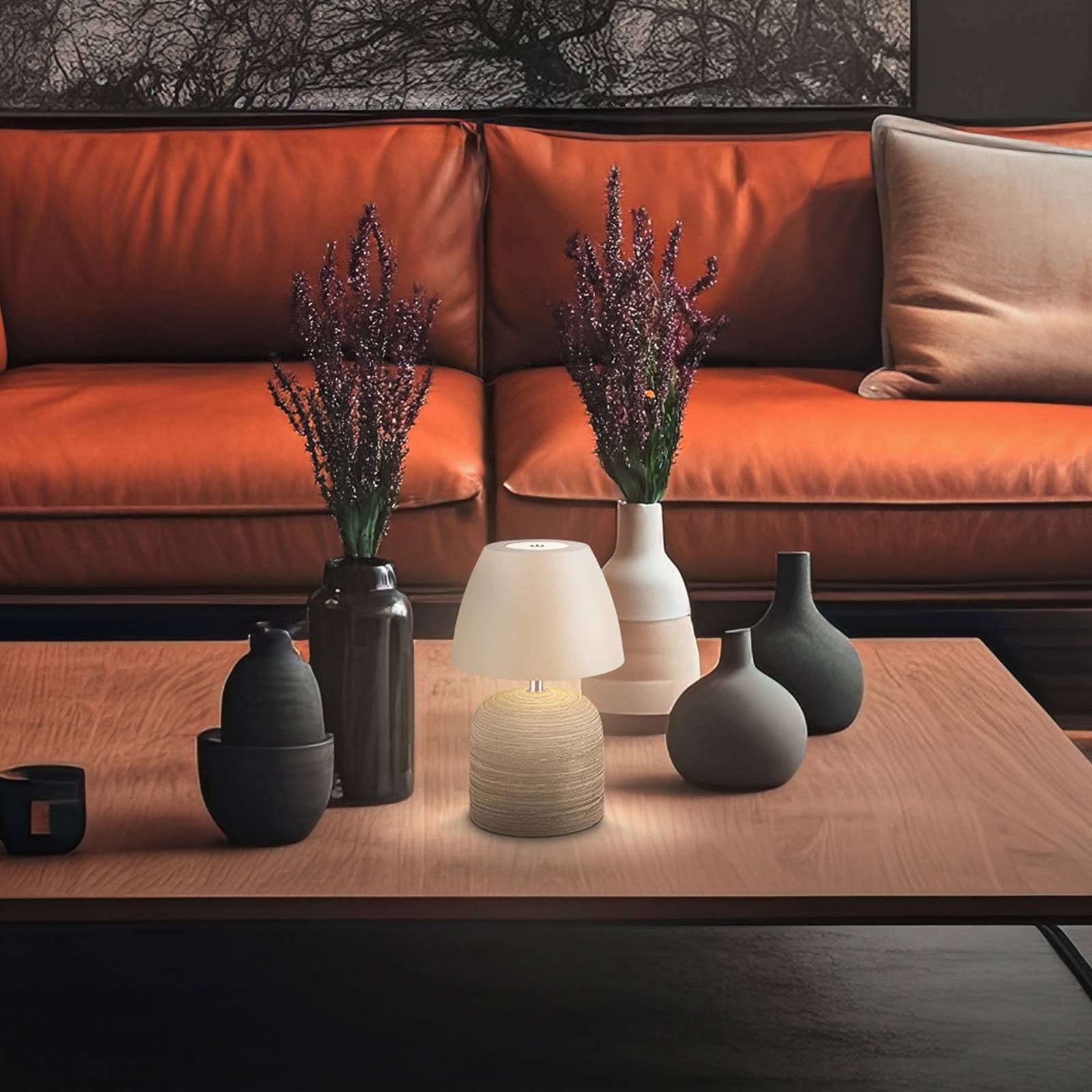 LED-Akku-Tischlampe Brilo unplugged Cera, beige, Höhe 22 cm günstig online kaufen