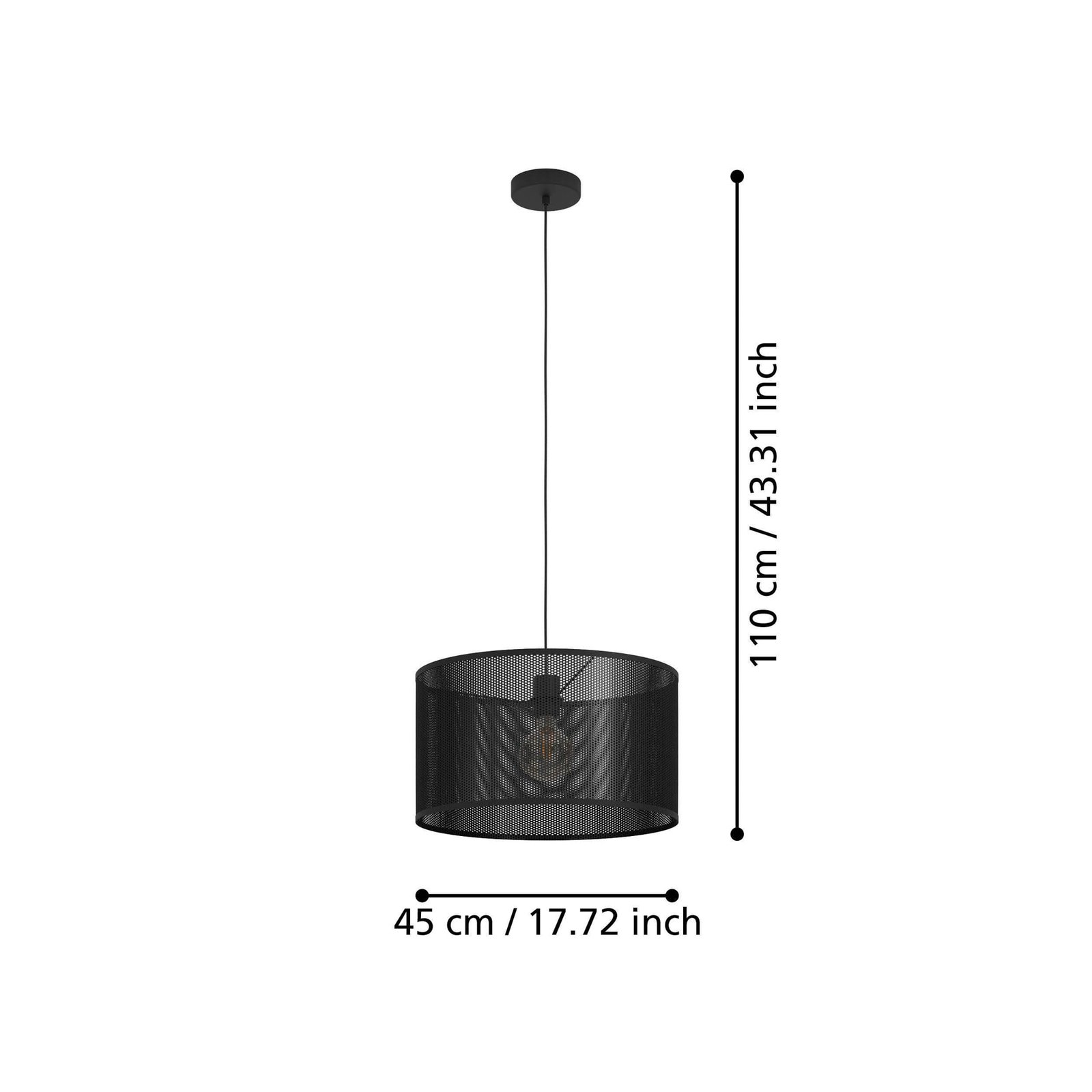 "Manby" pakabinamas šviestuvas, Ø 45 cm, juodas, plienas