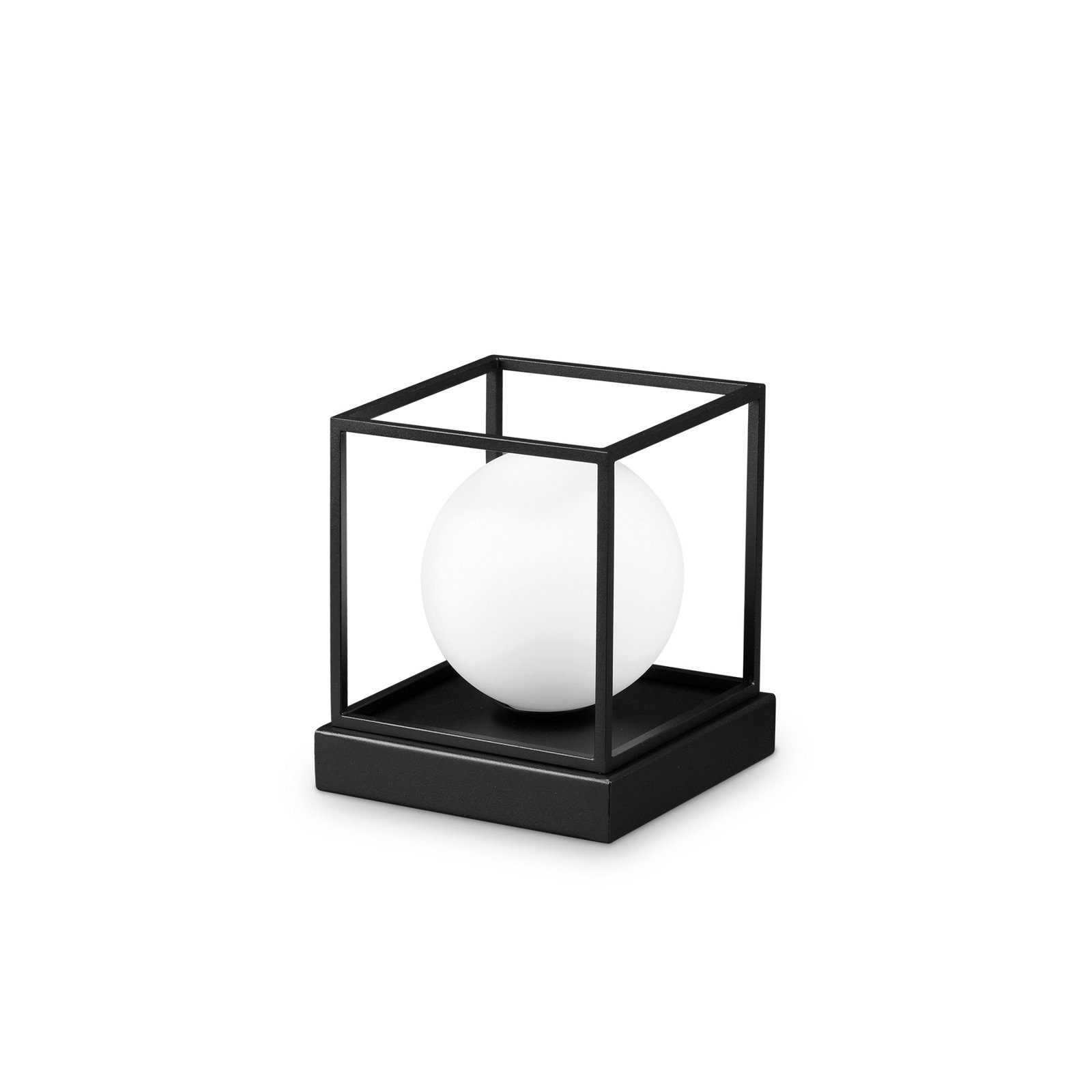 Candeeiro de mesa Ideal Lux Lingotto altura 15 cm preto, vidro opalino