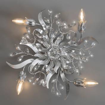 Sara silver leaf wall light, four-bulb