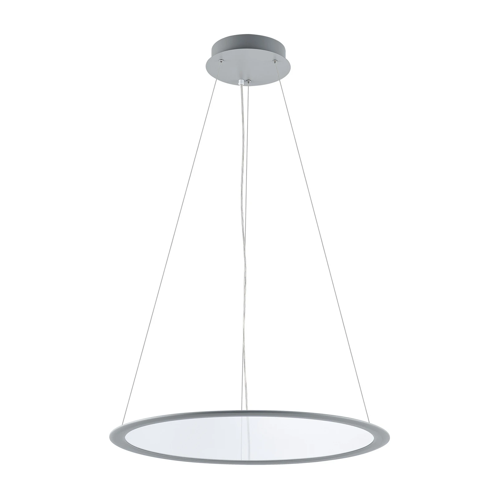 LED висяща лампа PANEL, сива, Ø 63 cm, метал, CCT, дим, 50 W