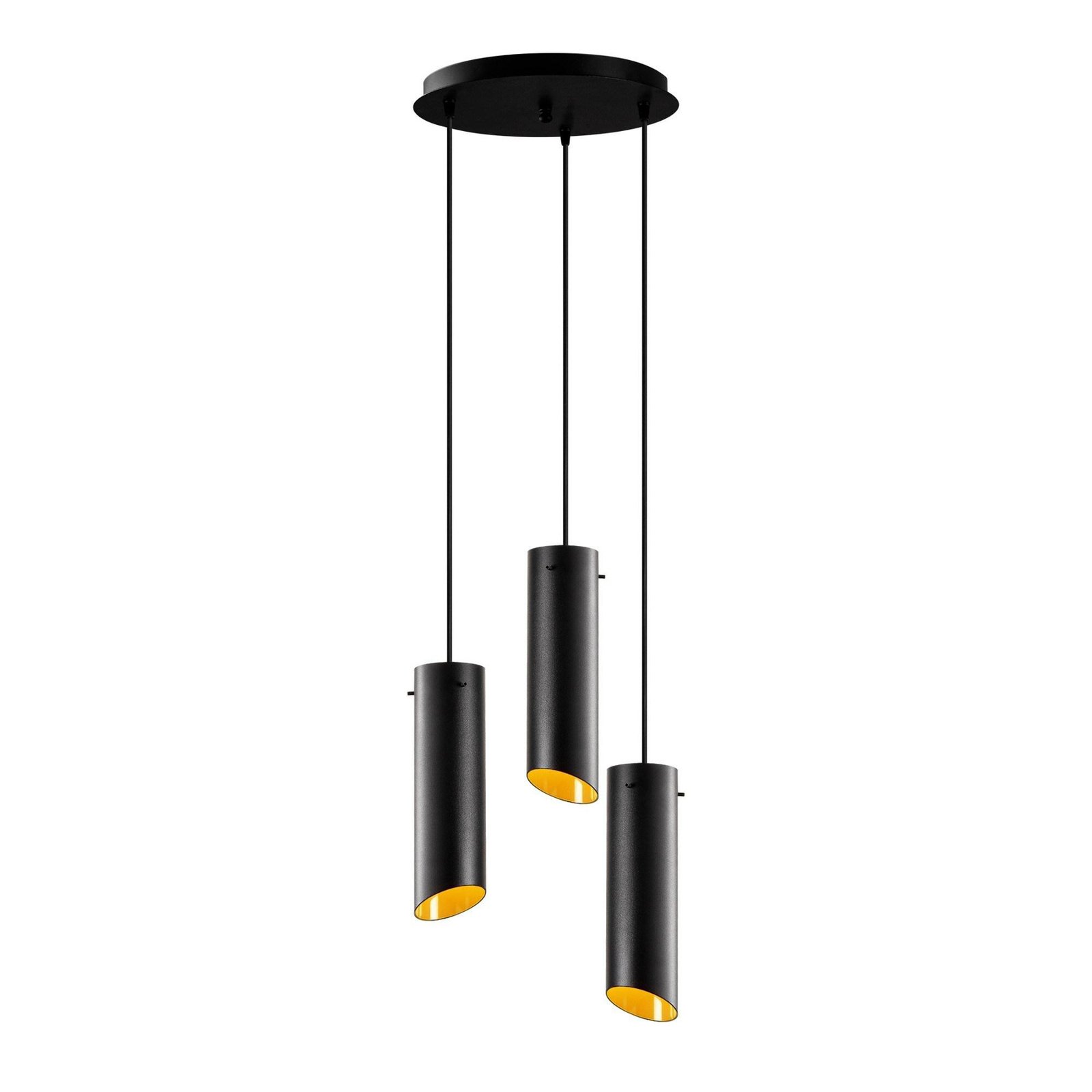 Suspension Sivani MR-979, noir, fer, à 3 lampes rond