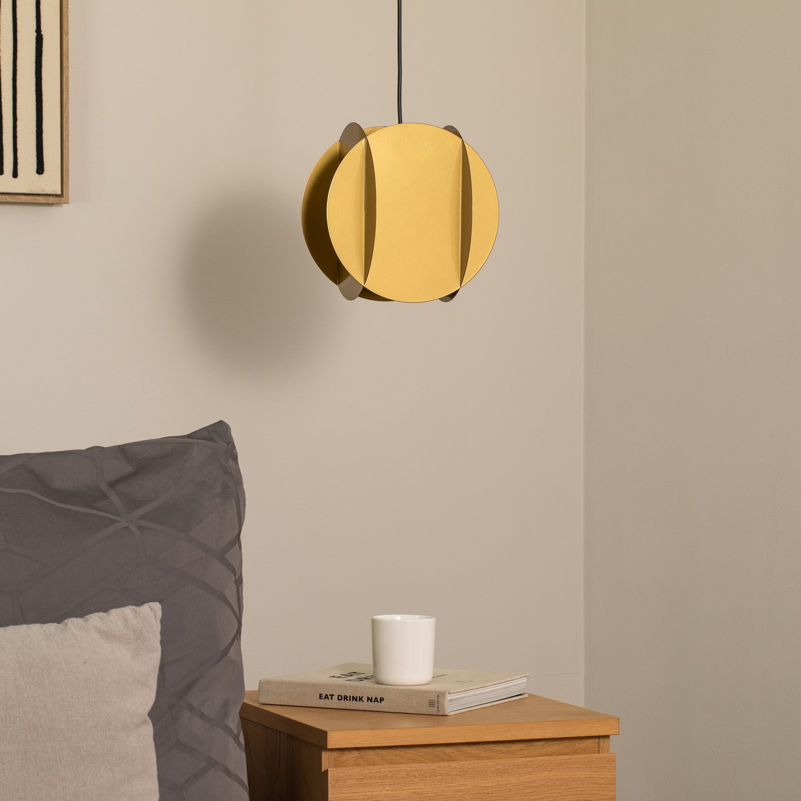 Corner pendant light, gold-coloured, 25 x 25 cm, metal, E27 Corner pendant light, gold-coloured, 25 x 25 cm, metal, E27