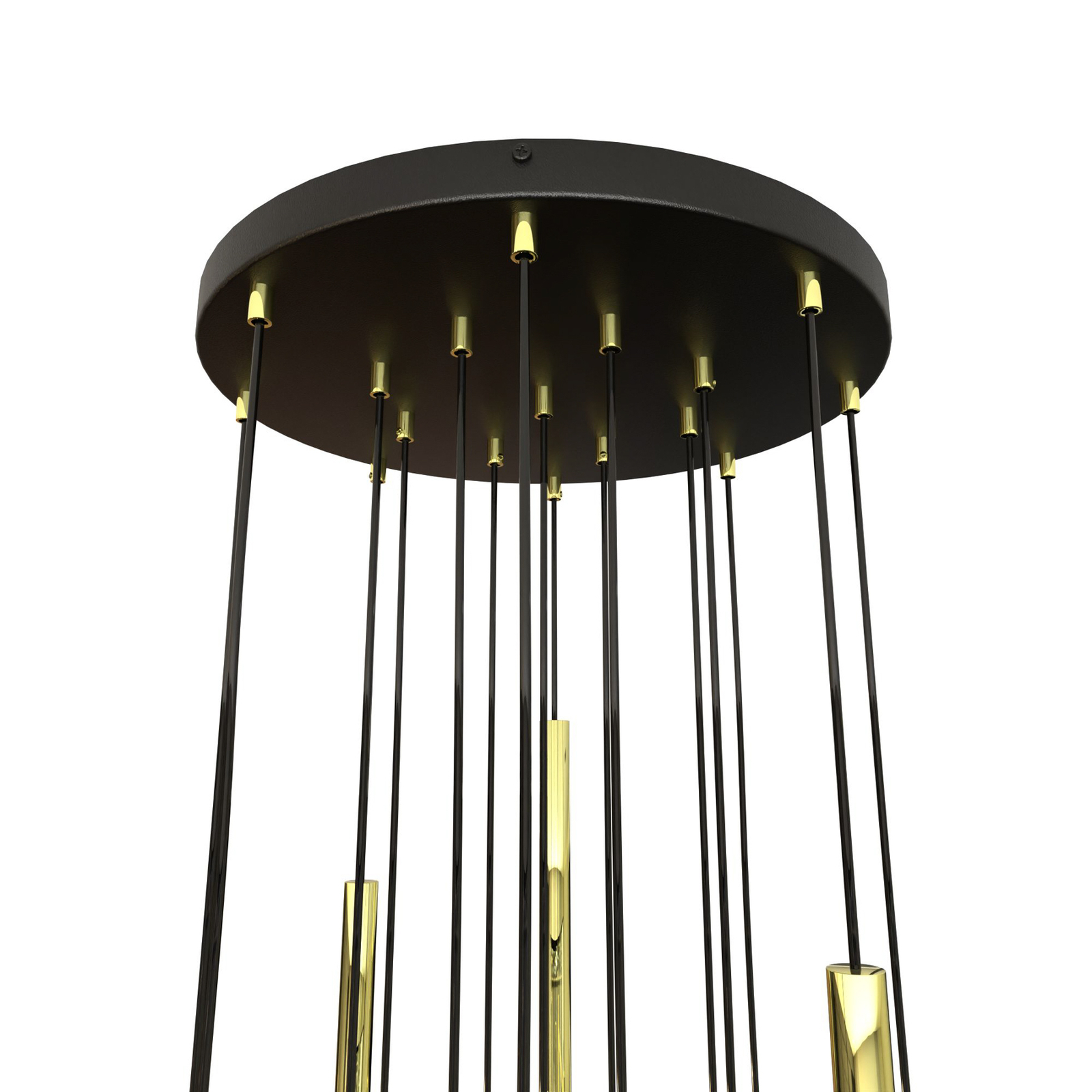 Selter pendant light, gold-coloured, 17-light, metal