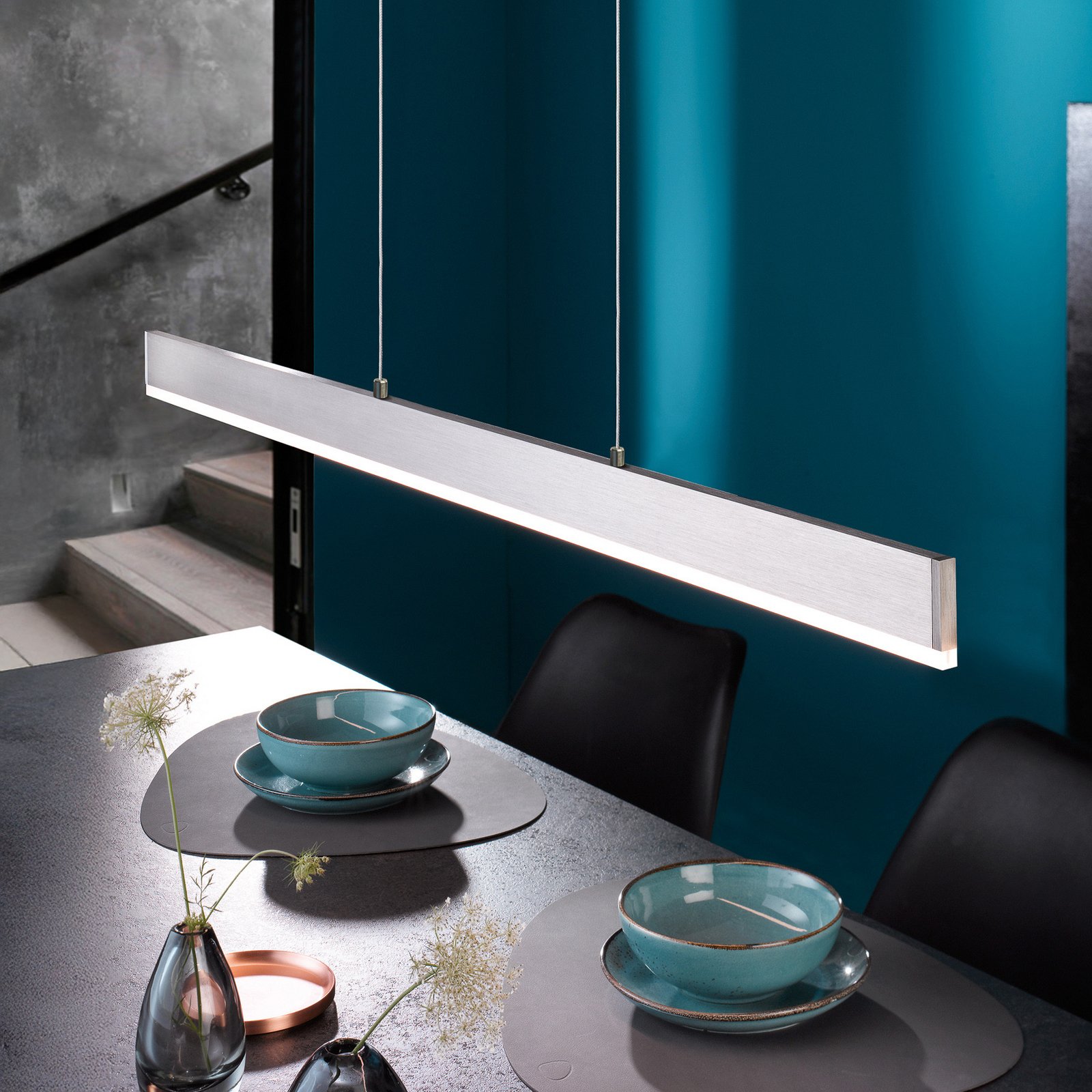 LED pakabinama lempa Silvano, nikelis, ilgis 115 cm, CCT, Touchdim