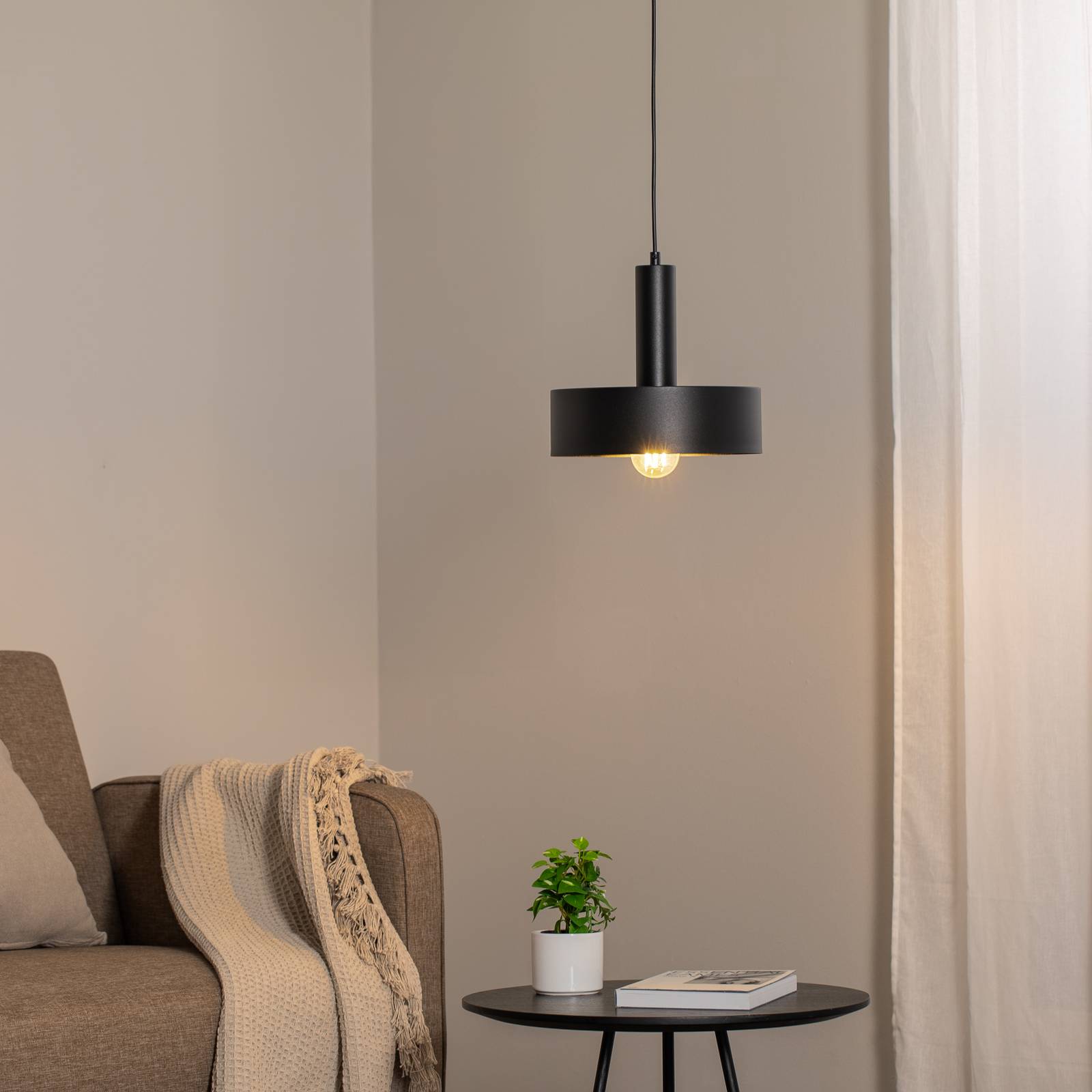 Hängeleuchte Vitrum round, schwarz, zylindrisch, Ø 27 cm günstig online kaufen