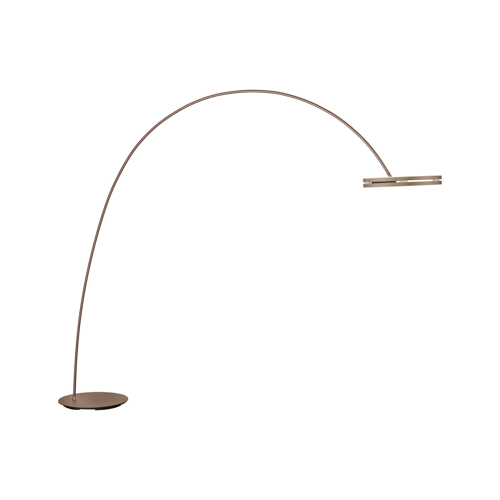PURE LED vloerlamp Loop-Bow, bronskleurig, reikwijdte 290 cm
