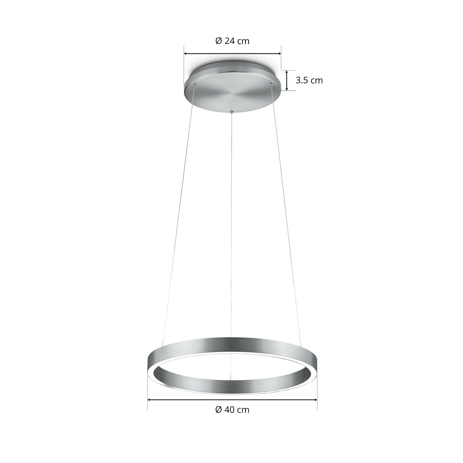 Lampa wisząca LED Svea-40 sterowana gestami nikiel