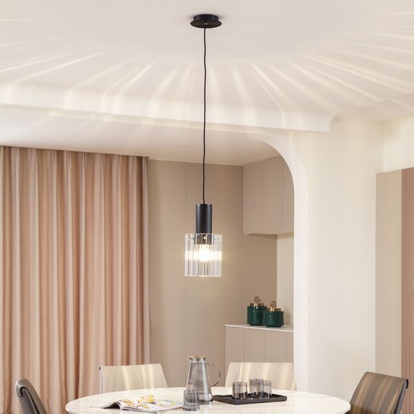 Eirian Riippuvalaisin Clear/Black - Lucande - Olohuone - Moderni - Lasi - Yksilamppuinen — Lucande