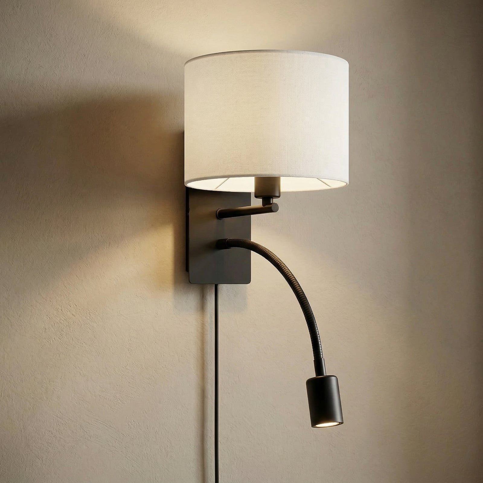 Lindby stenska svetilka Florens, črna, LED-bralna svetilka, 23,5 cm